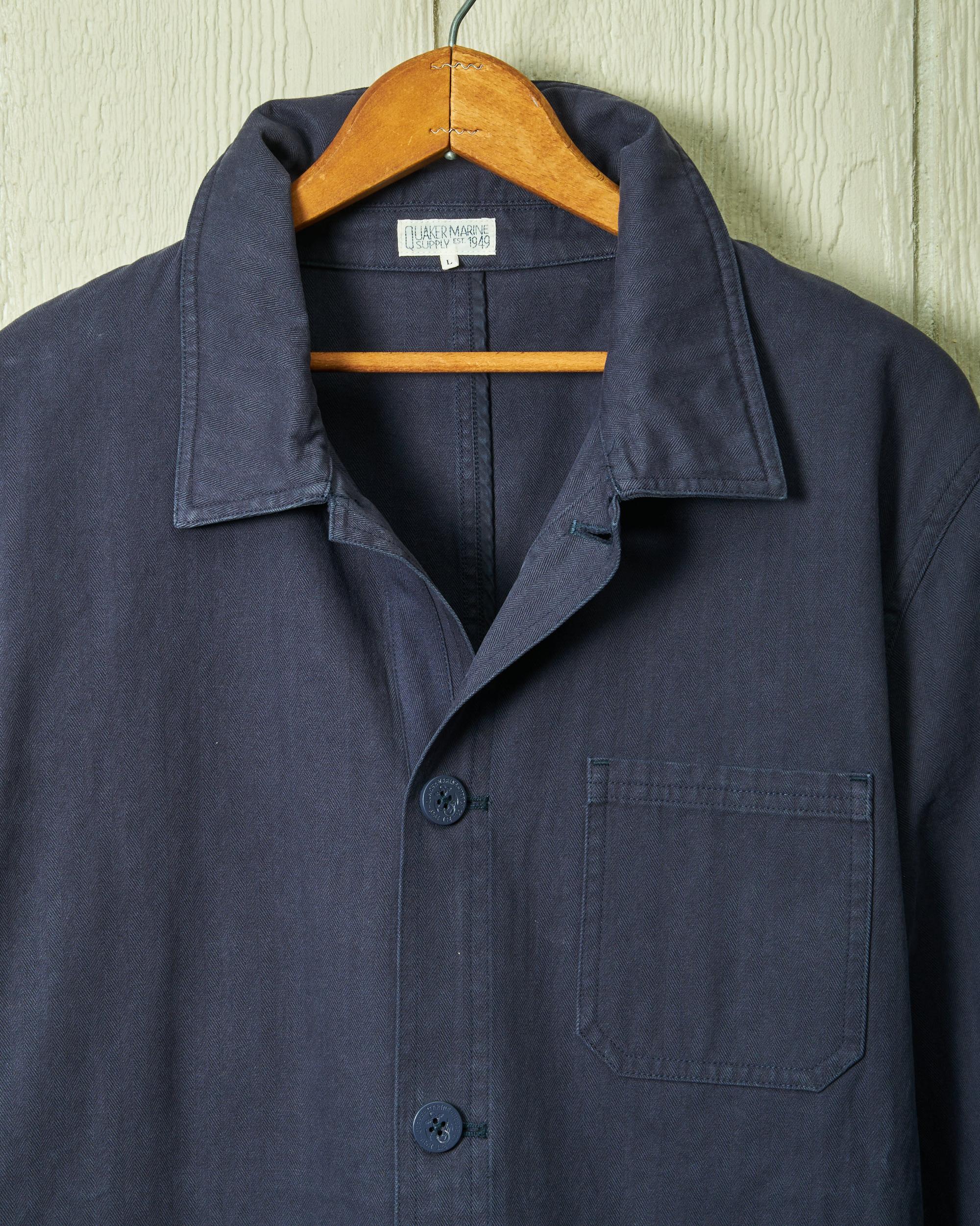 French Workman’s Jacket in Navy Herringbone Product Image