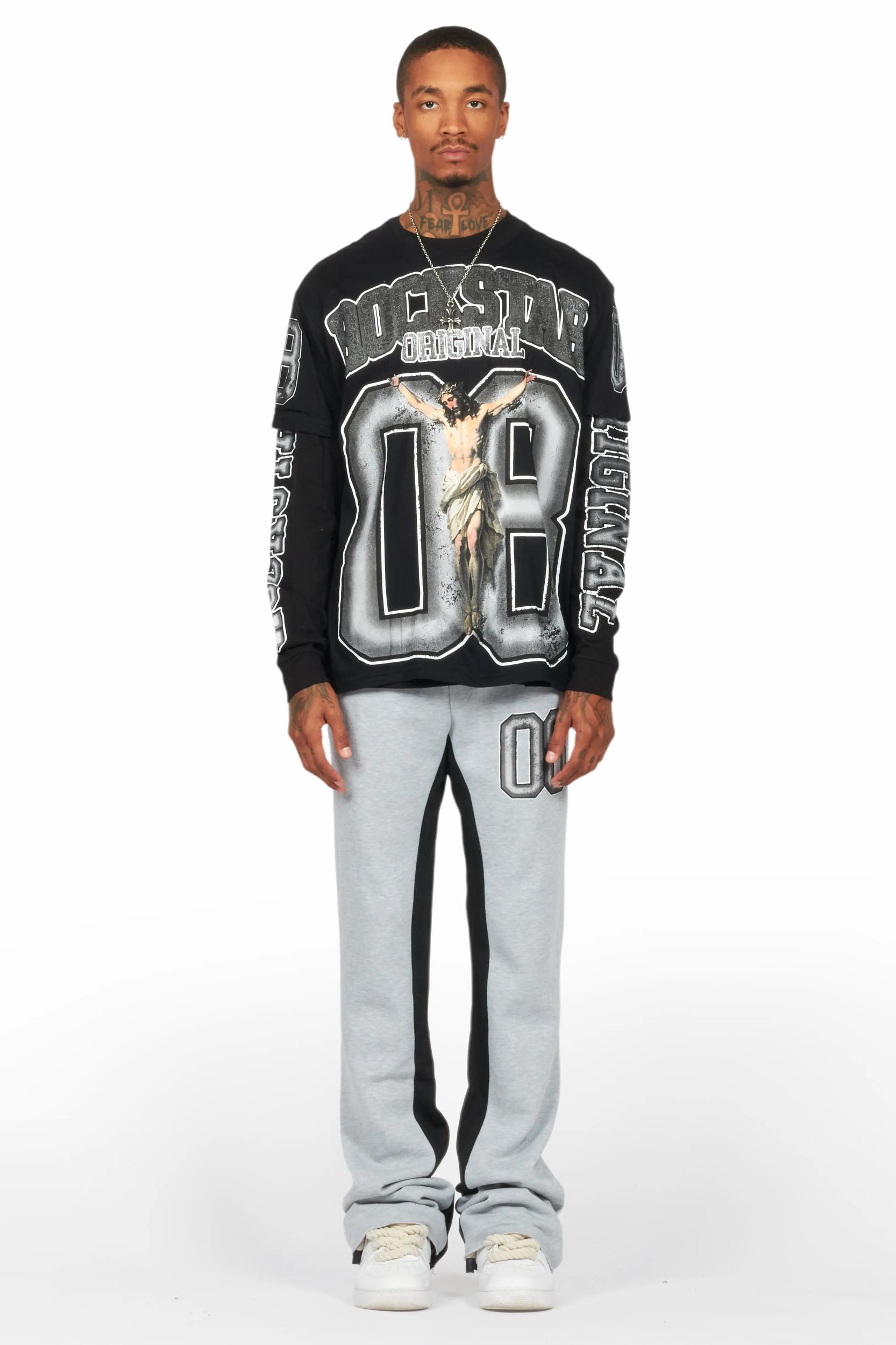 Fields Black/Grey Double Layer T-Shirt/Baggy Pant Set Male Product Image