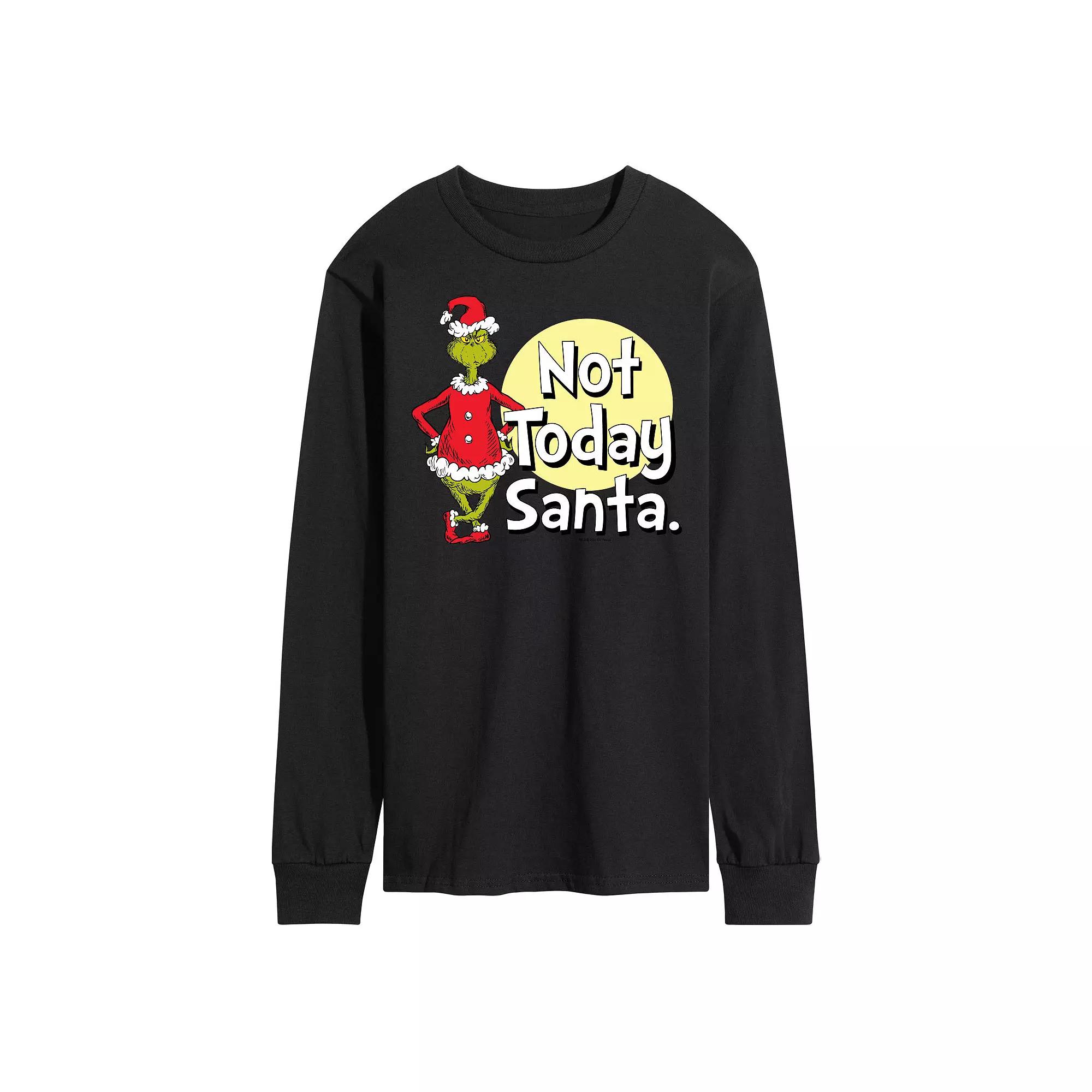 Men's Dr. Seuss Grinch Not Today Santa Long Sleeve Tee,  Product Image