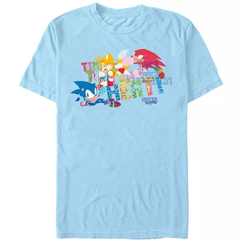 Men's Sonic The Hedgehog Time To Turn Up The Heat Graphic Tee, Size: Large, Light Blue Product Image