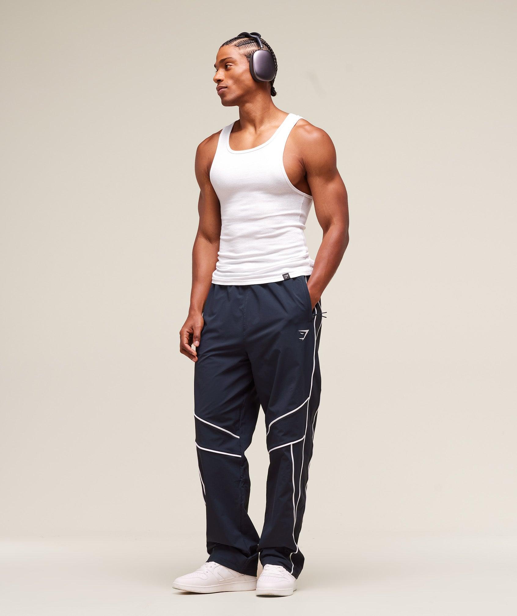 Gymshark Retro Crinkle Track Pants - Heavy Blue Male Product Image
