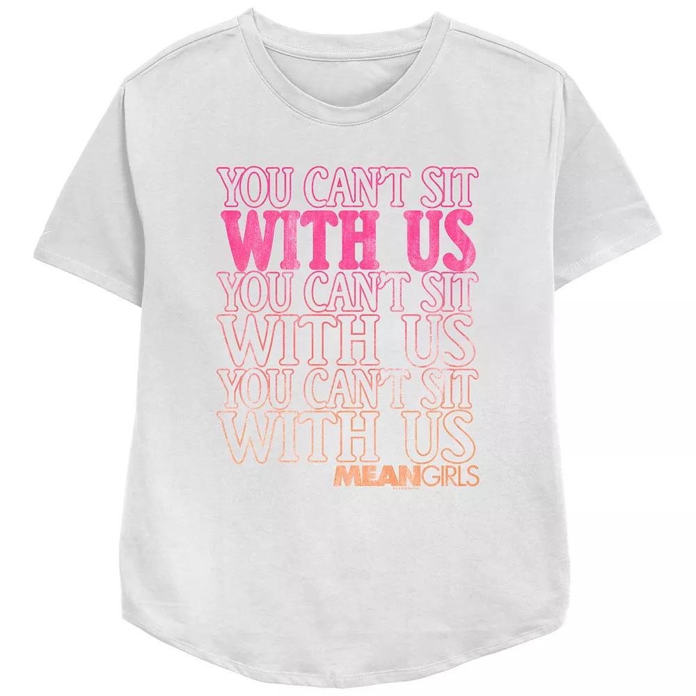 Women's Mean Girls You Can't Sit With Us Quote Relaxed Fit Graphic Tee, Girl's, Size: Medium, White Product Image