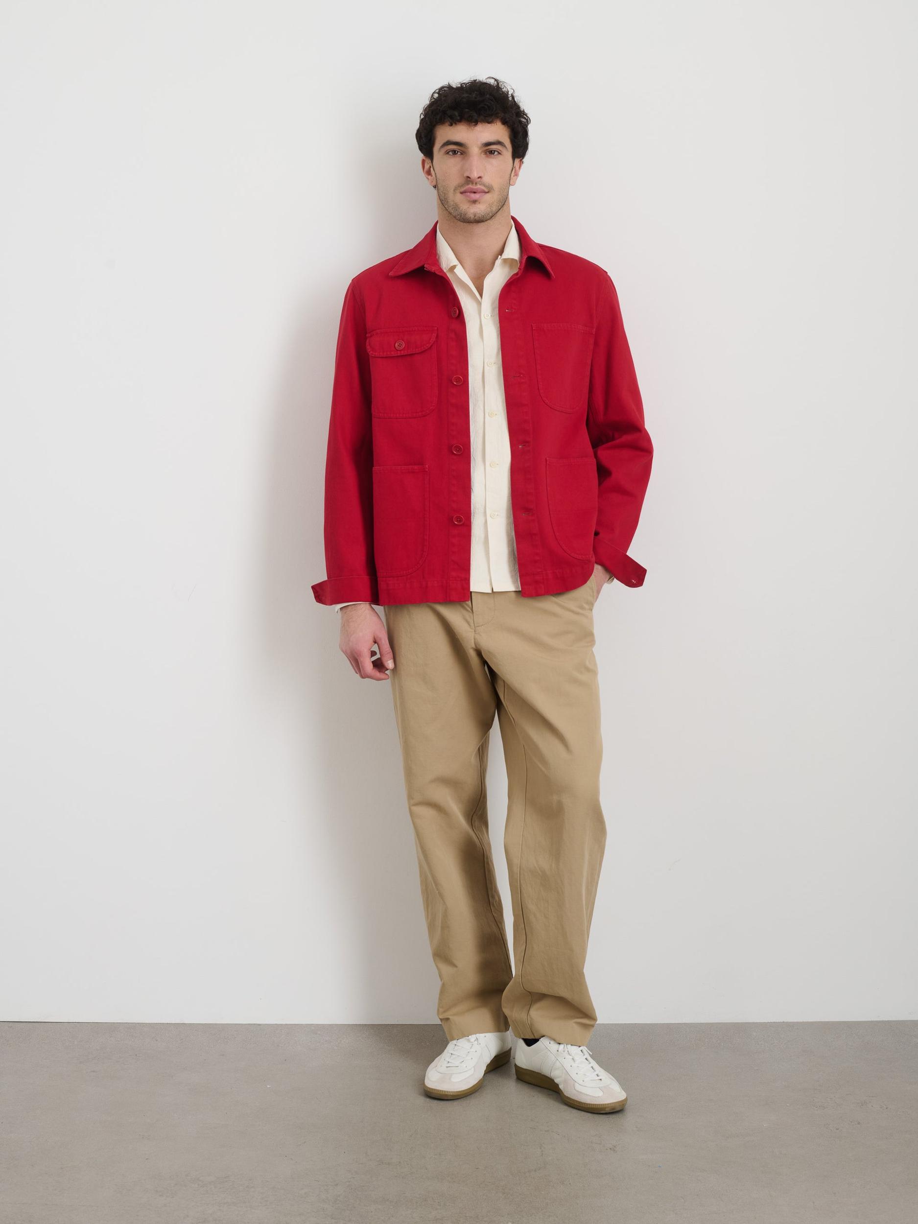 Garment Dyed Work Jacket in Recycled Denim Product Image