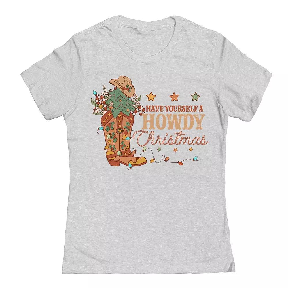 Junior's Have Yourself Howdy Christmas Graphic Tee, Women's,  Product Image
