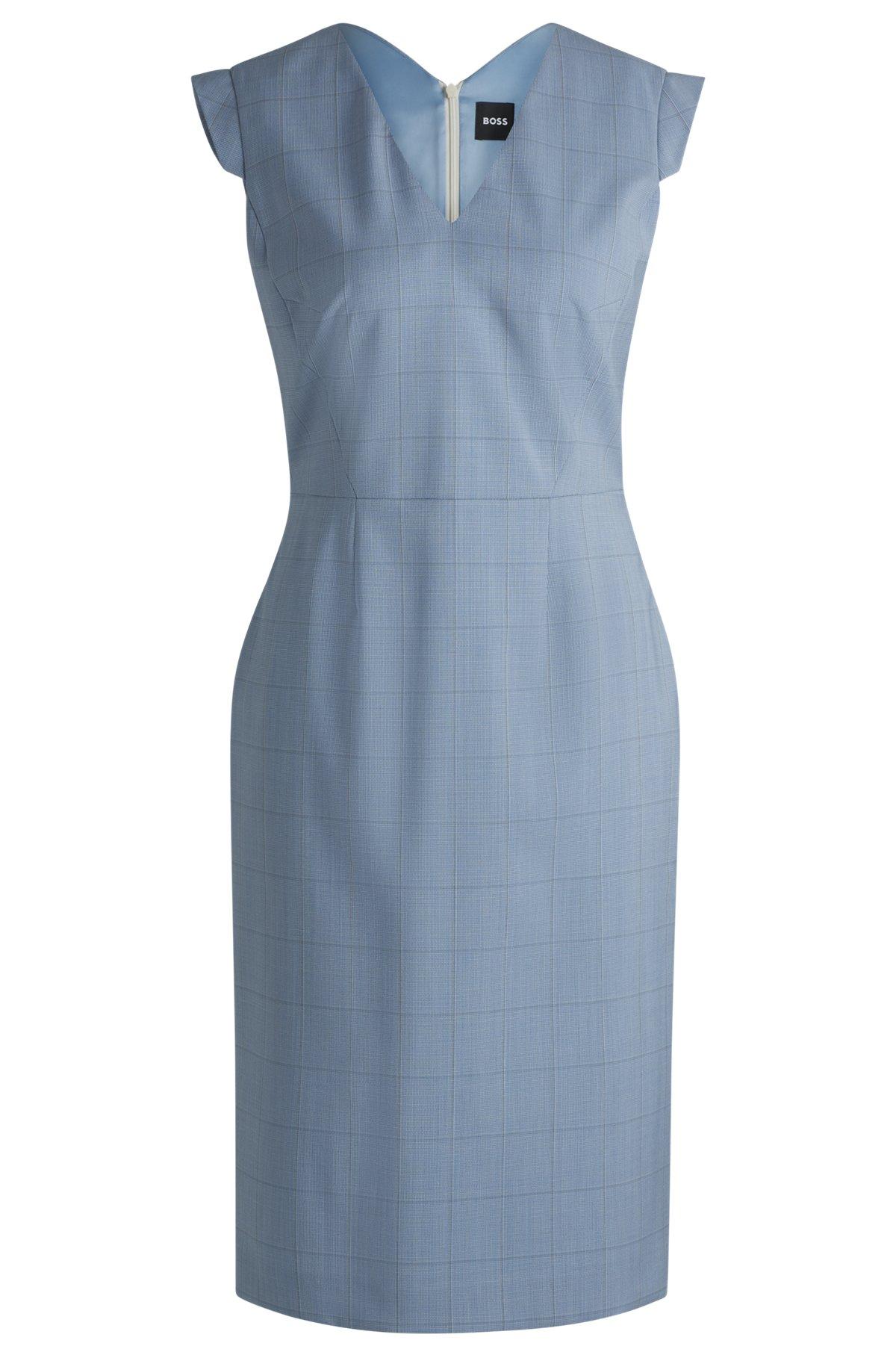 BOSS - Bodycon business dress in checked wool - Patterned Product Image