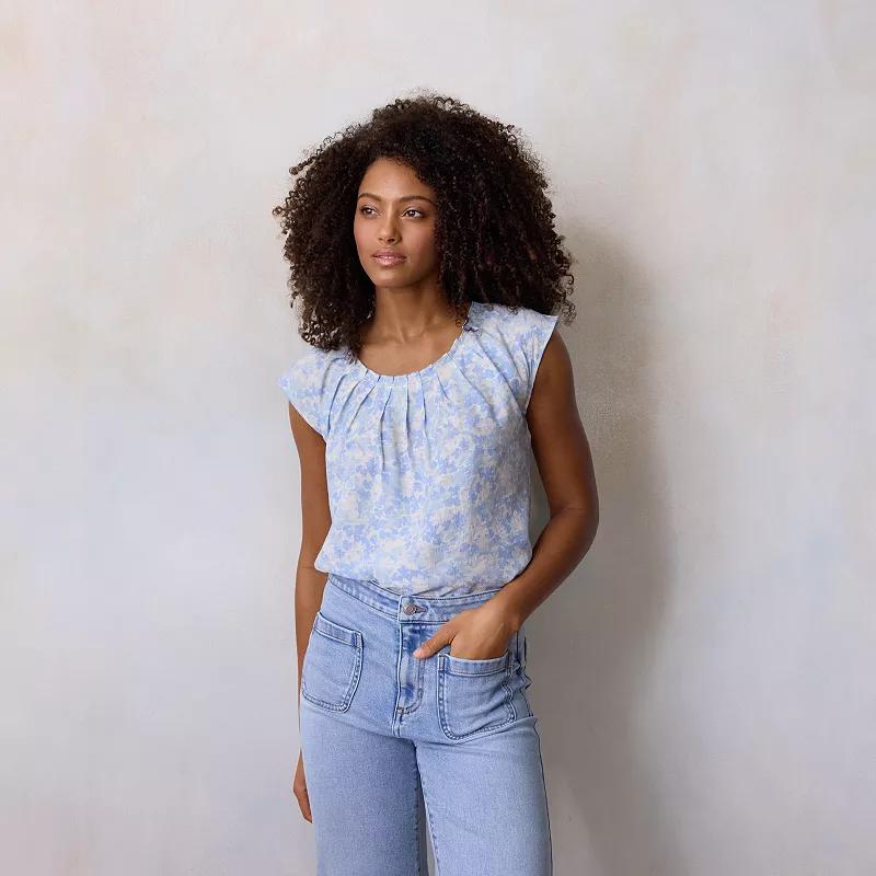 Women's LC Lauren Conrad Pleated Scoopneck Top,  Product Image