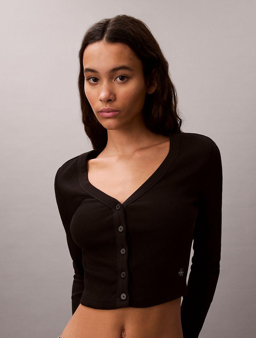 Rib Cropped Cardigan Product Image