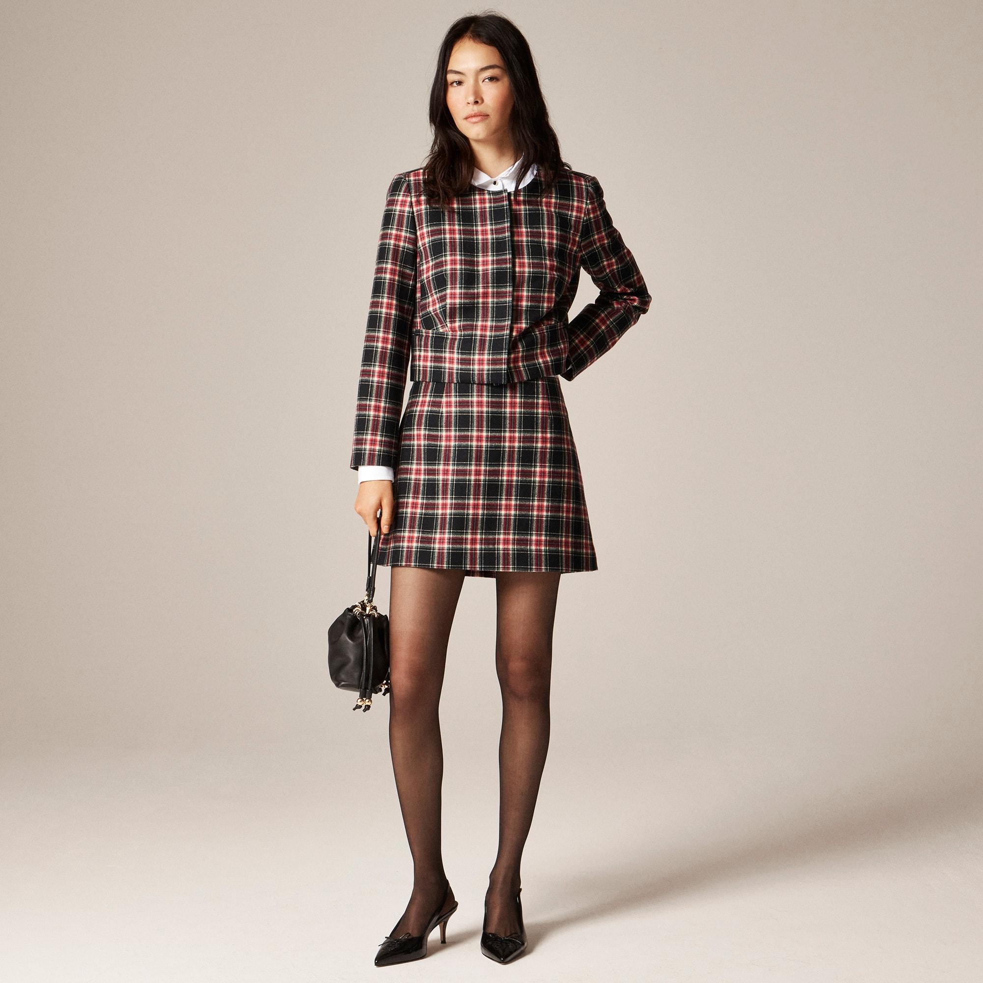 Wool-blend mini skirt in Stewart tartan Product Image