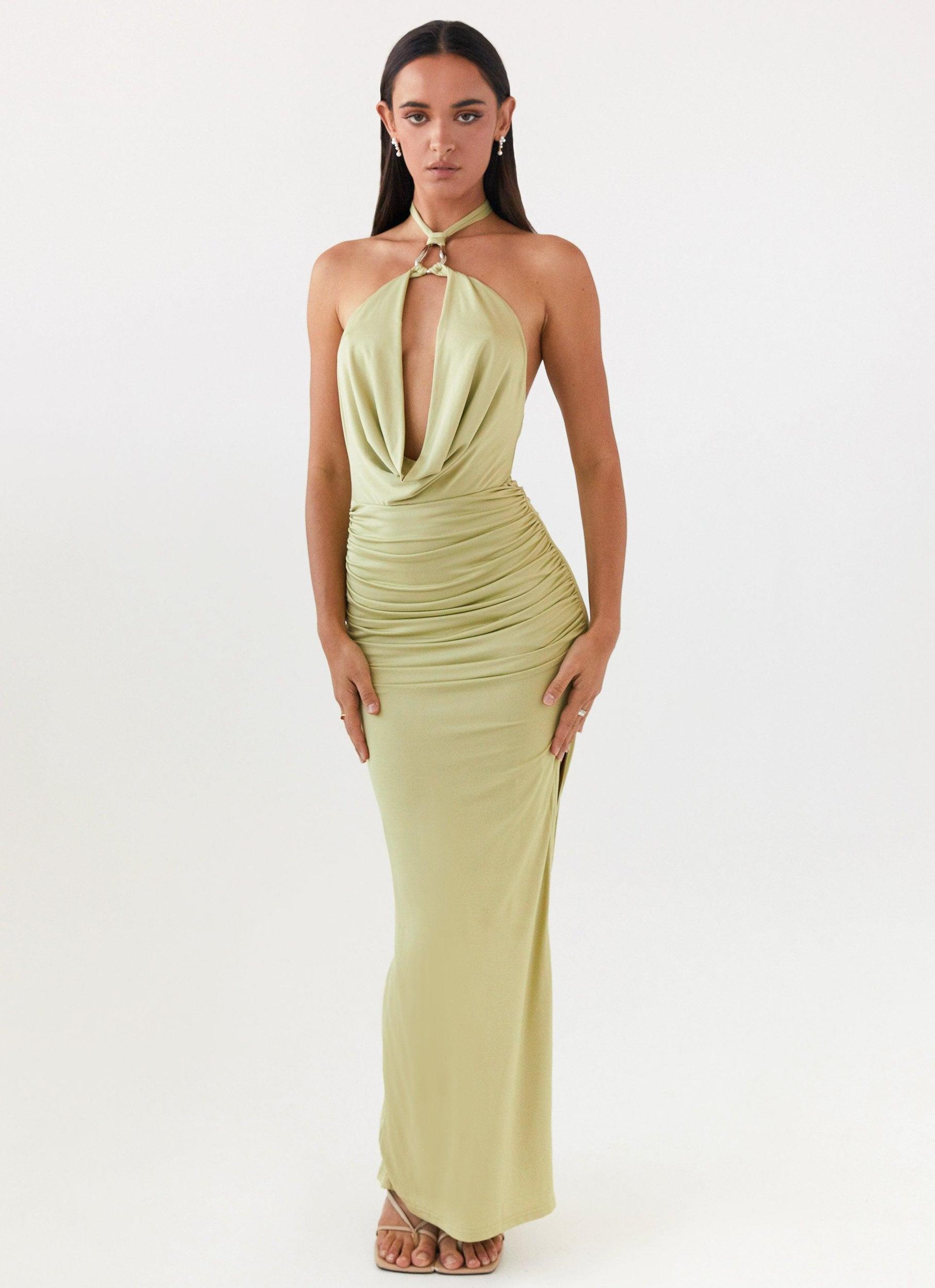 Samara Halterneck Maxi Dress - Sage Product Image