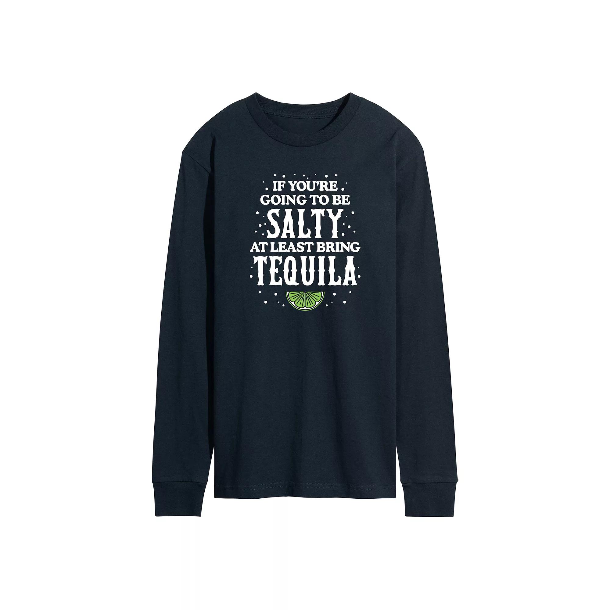 Men's Be Salty Bring Tequila Long Sleeve Graphic Tee,  Product Image