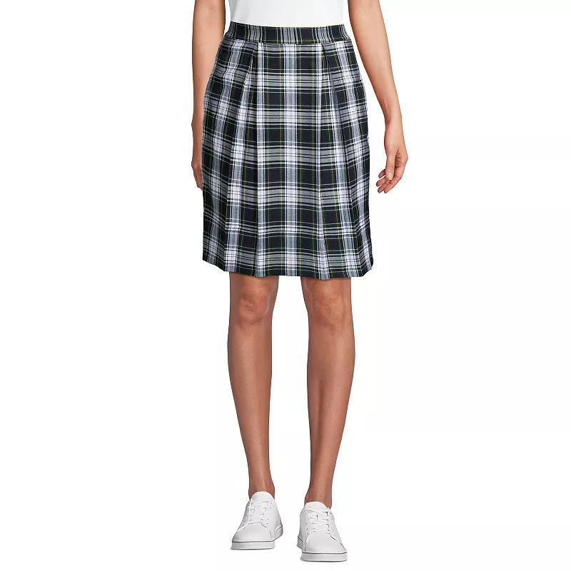 Womens Lands End Plaid Top of Knee Length Pleated Skort Classic Blue Plaid Product Image