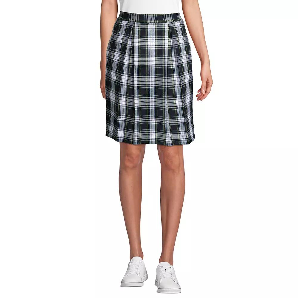 Womens Lands End Plaid Top of Knee Length Pleated Skort Classic Blue Plaid Product Image