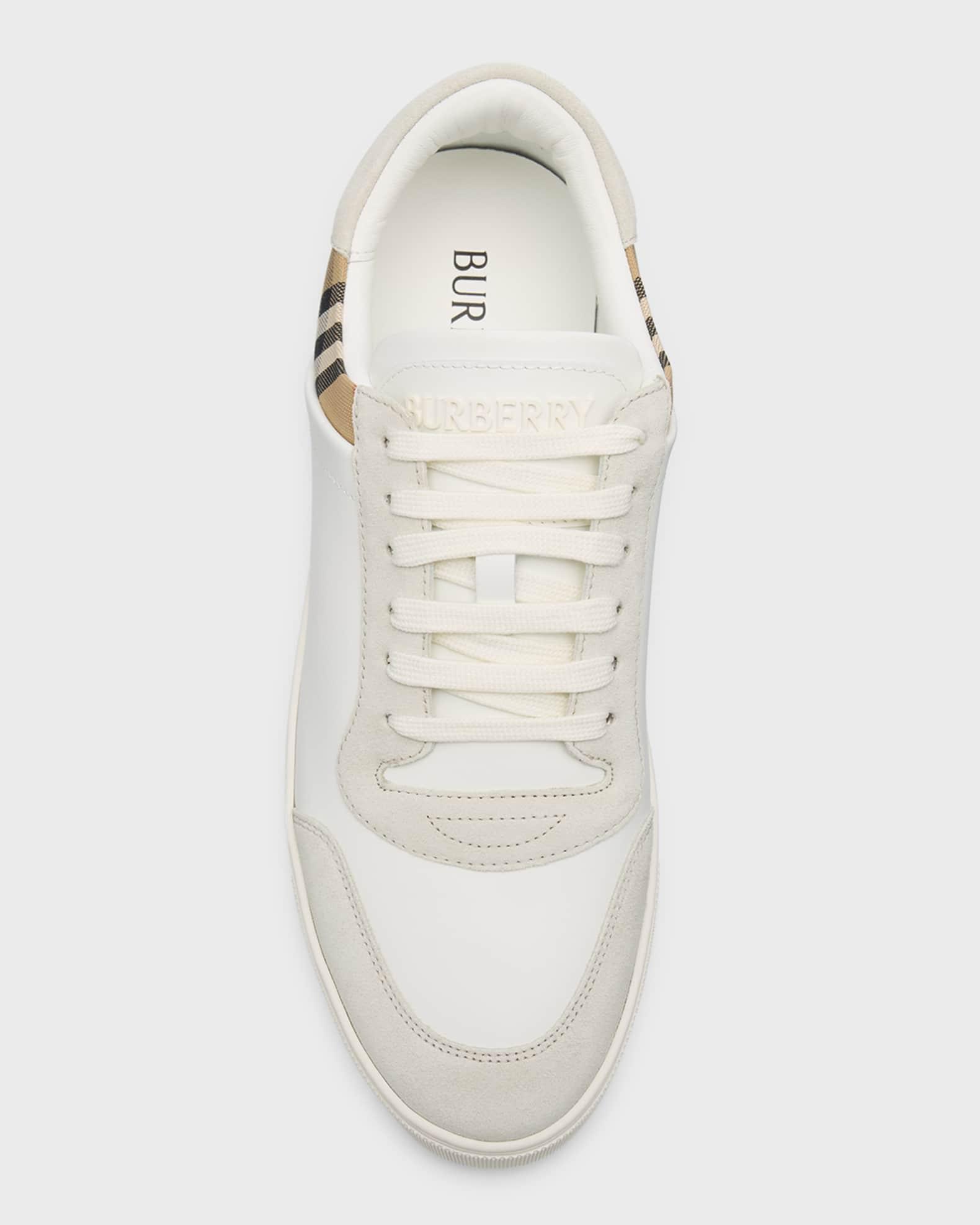 Mens Stevie Check Leather & Canvas Sneakers Product Image