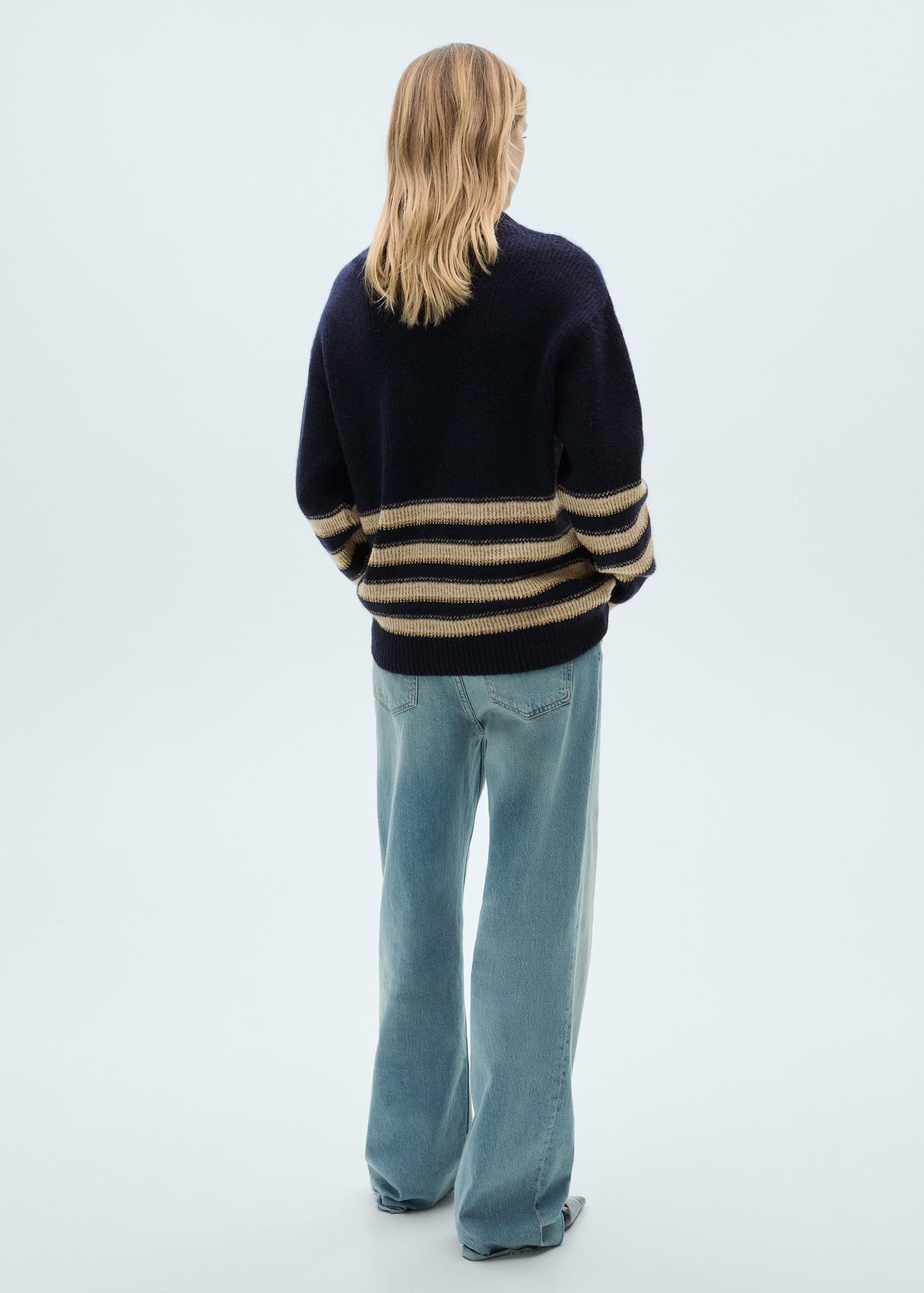 Striped sweater with perkins neck - Women | MANGO USA Product Image