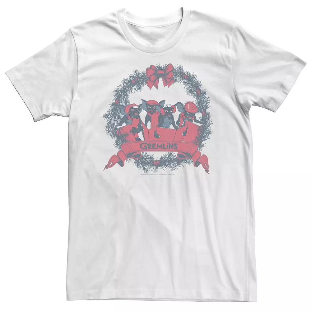Big & Tall Gremlins Christmas Wreath Group Shot Tee, Men's,  Product Image