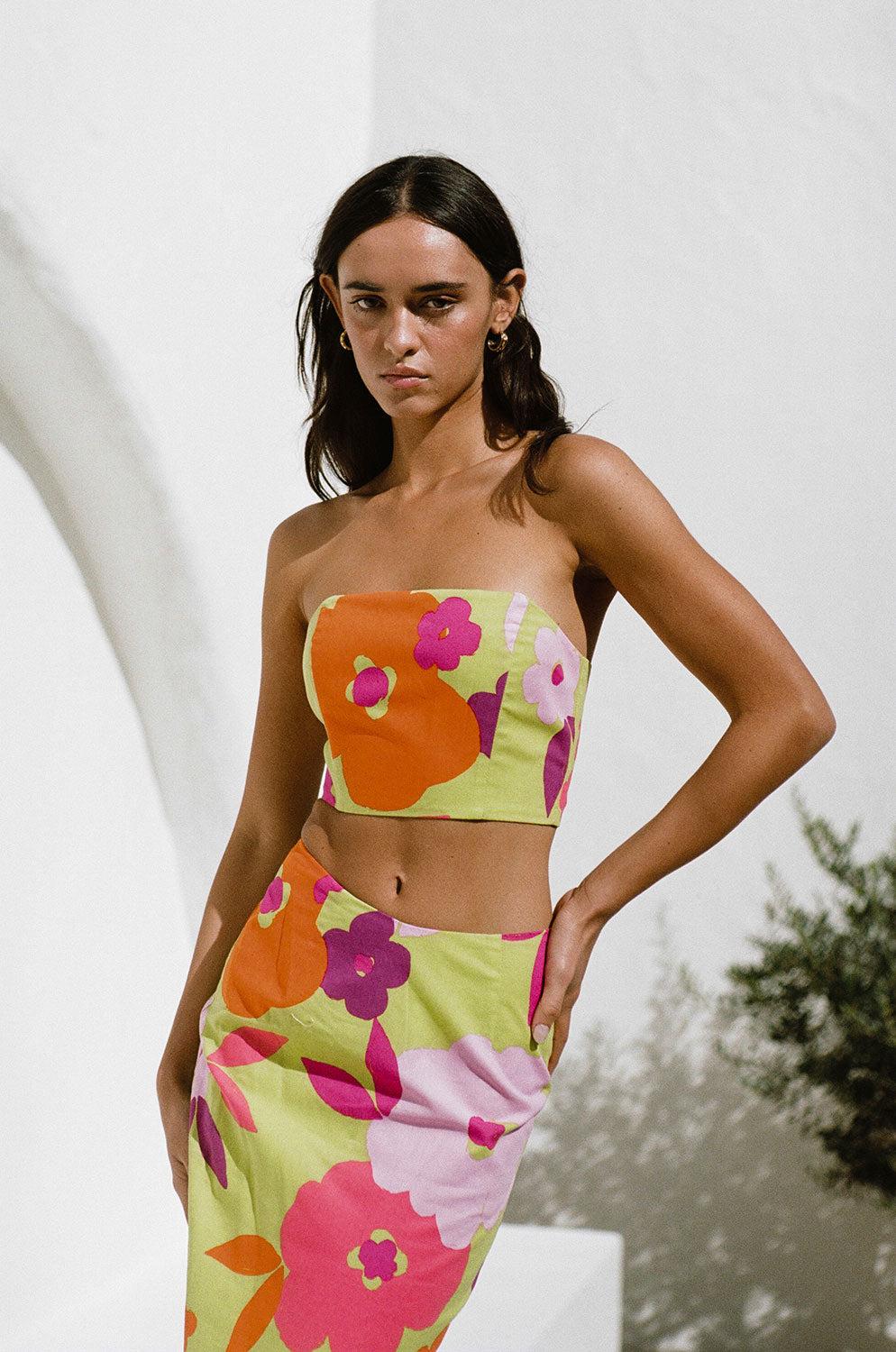 Drea Top - Lime Floral Product Image