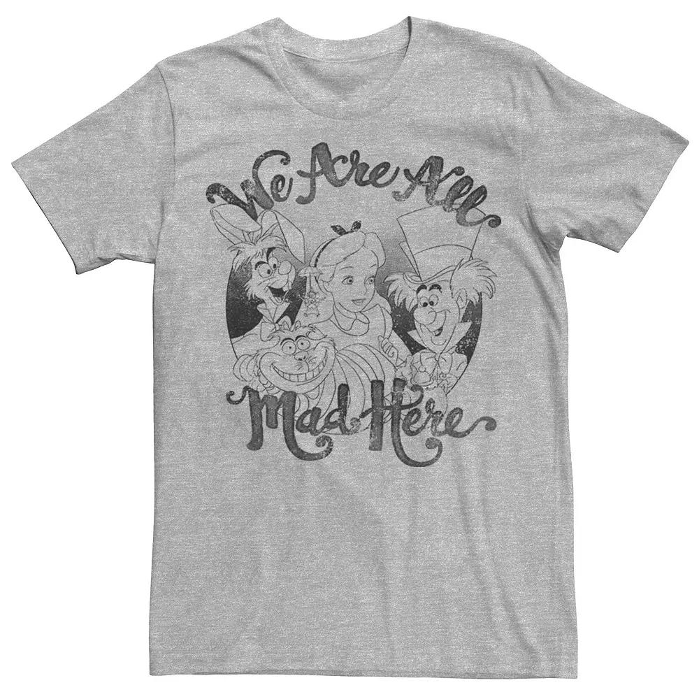 Disney's Alice In Wonderland Men's Group Shot "We Are All Mad Here" Tee, Size: Medium, Natural Product Image