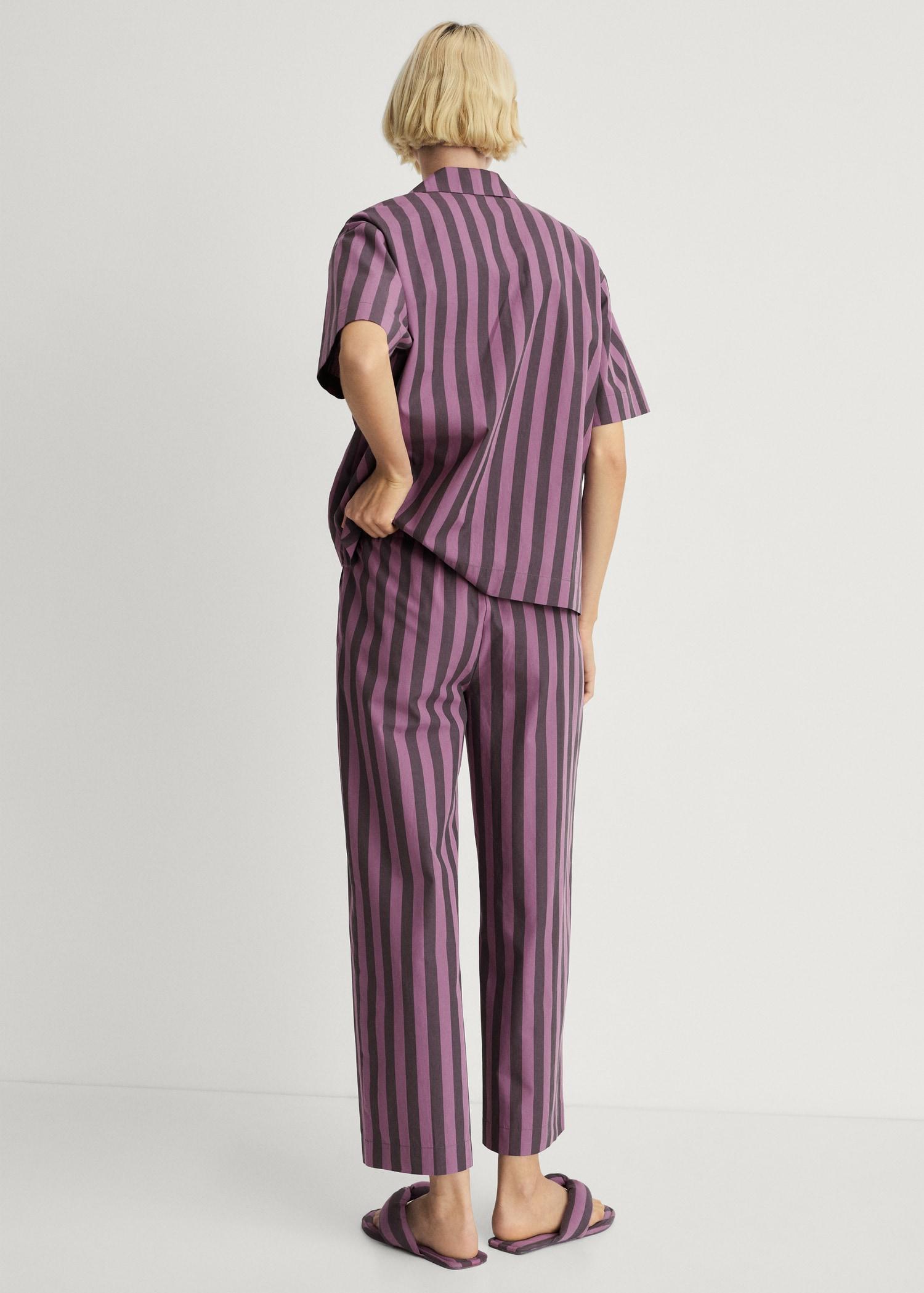 Woven two-tone striped pants - Women | MANGO USA Product Image