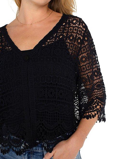 Liverpool Los Angeles Lace V-Neck Short Sleeve Bolero Topper Cardigan Product Image