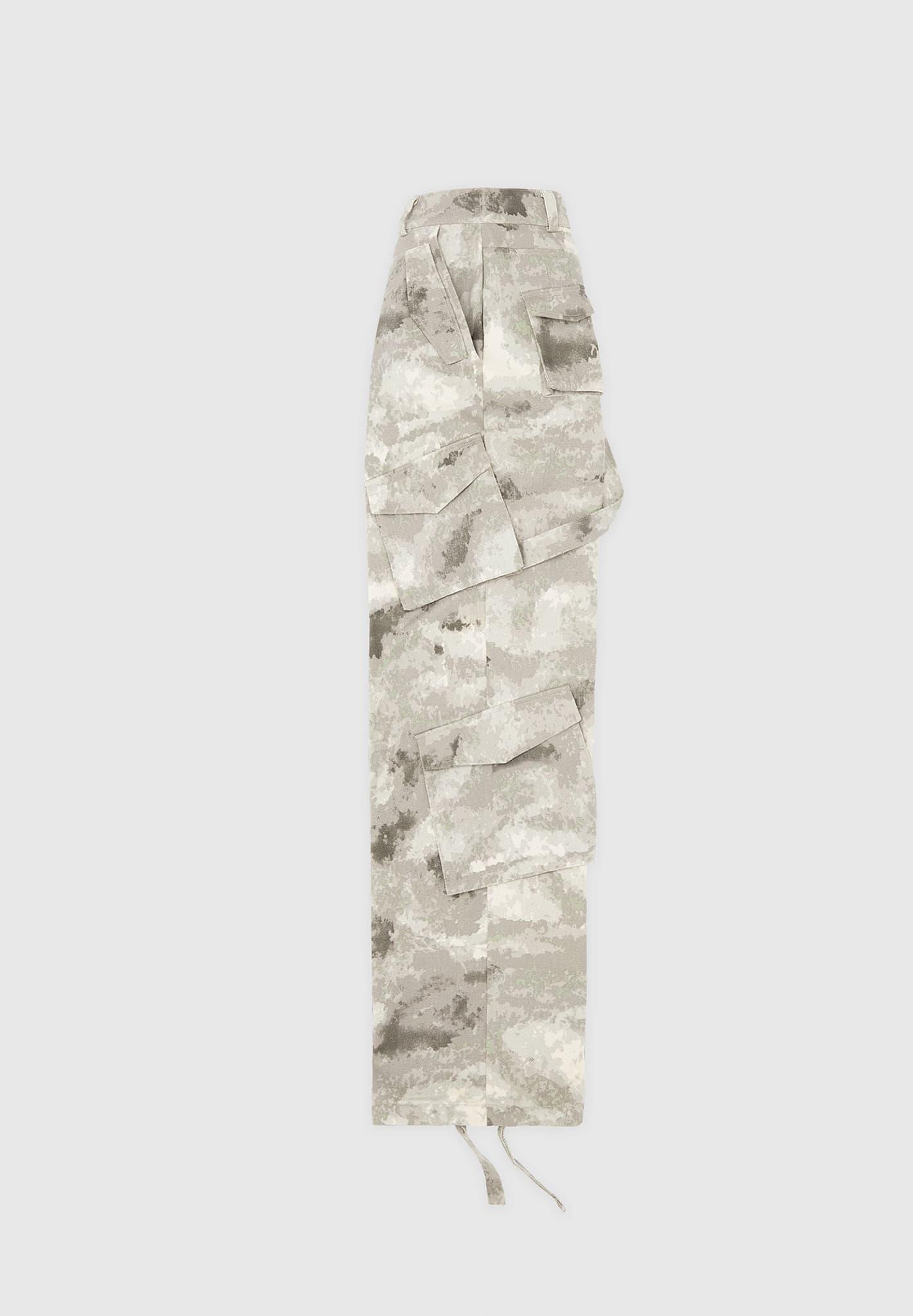 High Waisted Camo Cargo Pants - Grey Female Product Image