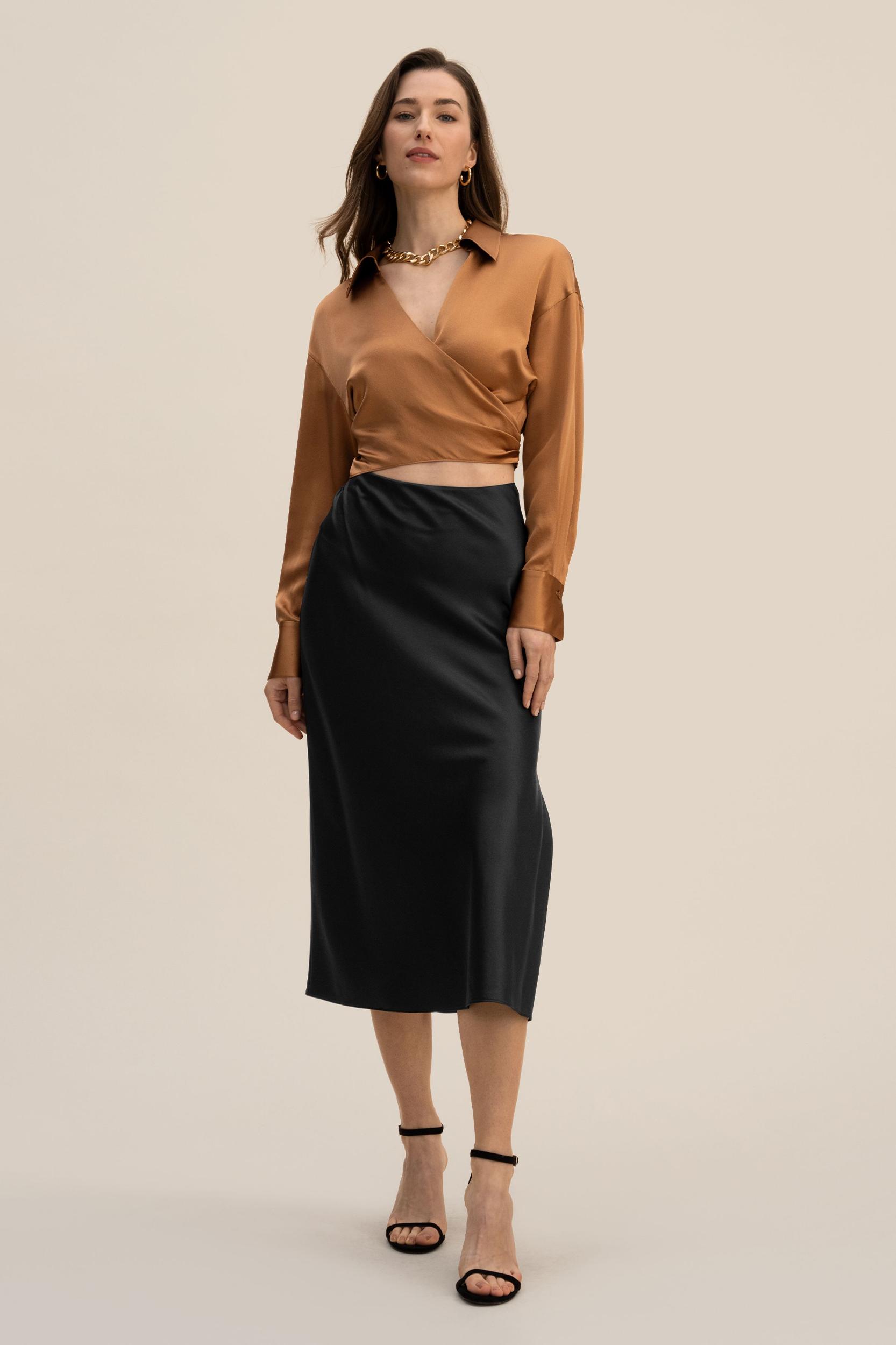 Wrapover Cropped Shirt Product Image