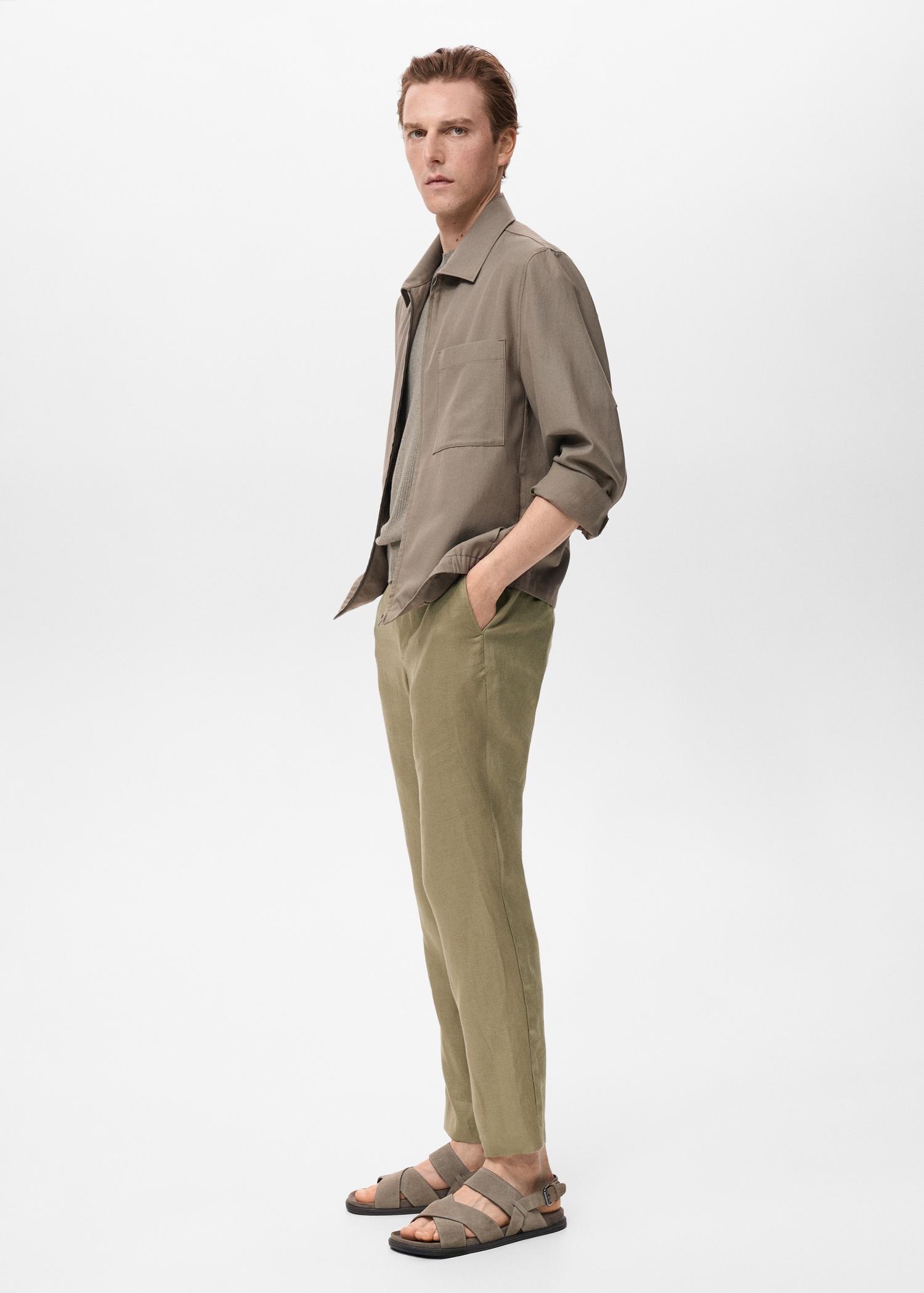 Slim-fit 100% linen pants - Men | MANGO USA Product Image