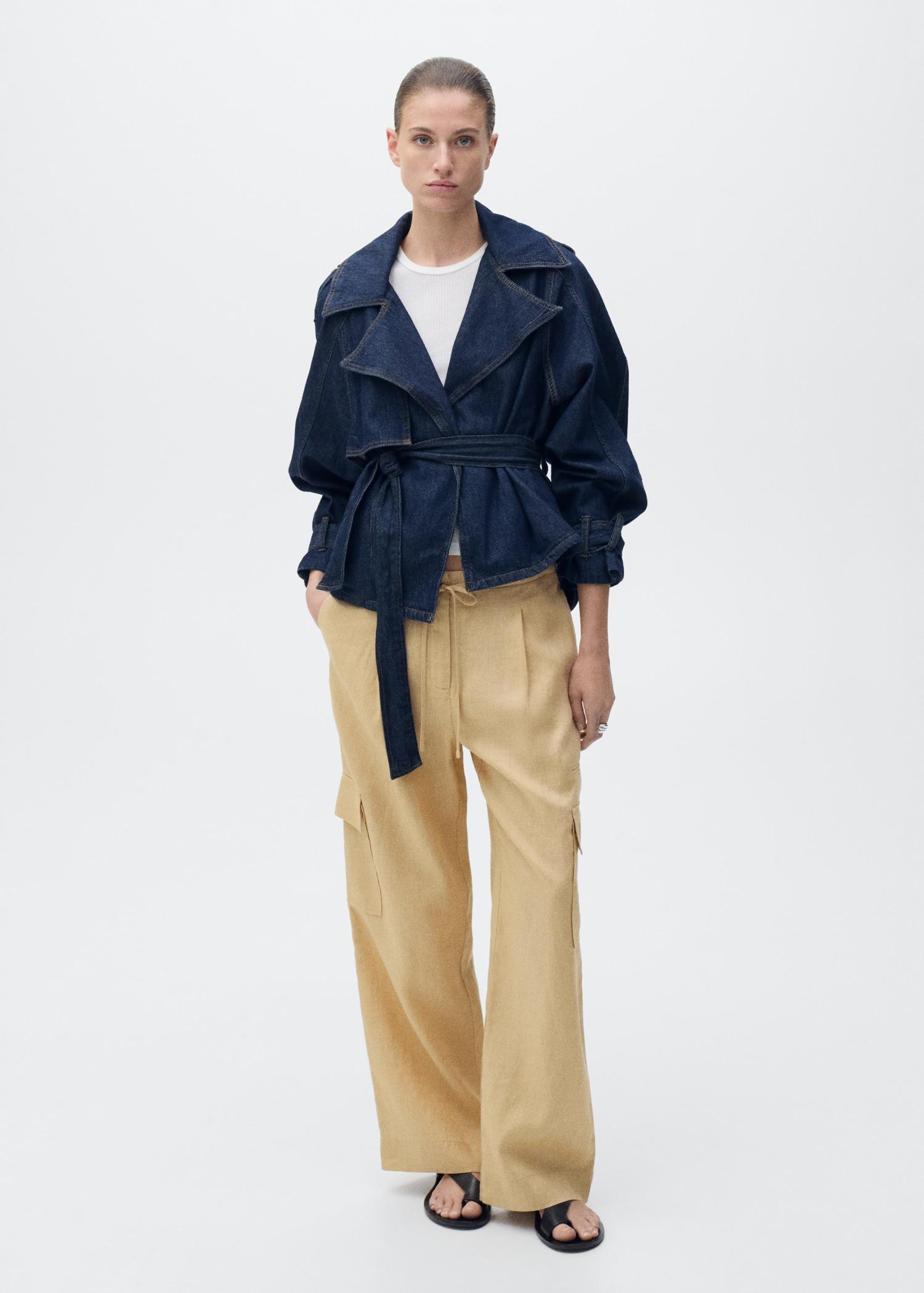 Linen cargo pants - Women | MANGO USA Product Image