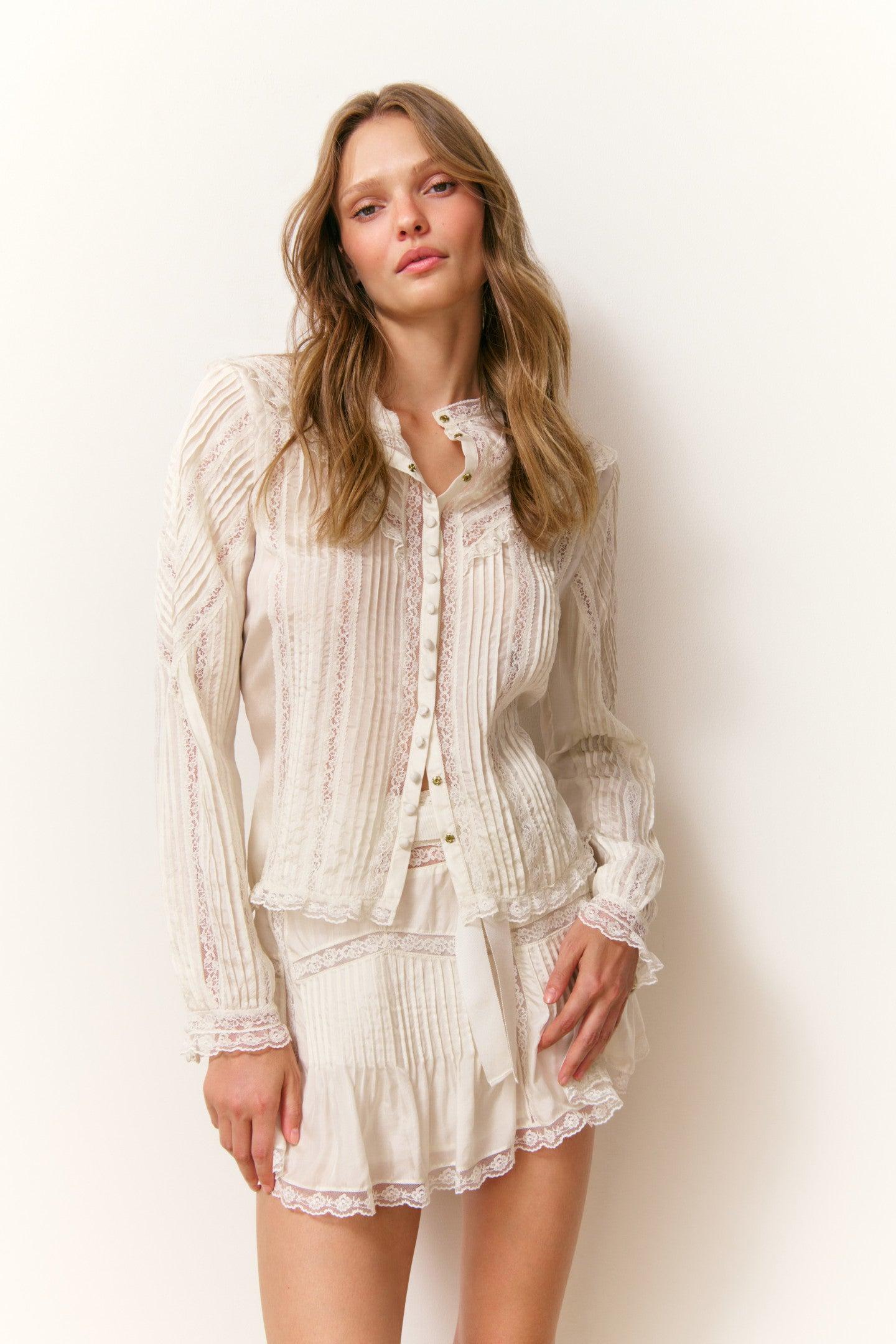 Willia Silk Lace-Detailed Mini Skirt Product Image