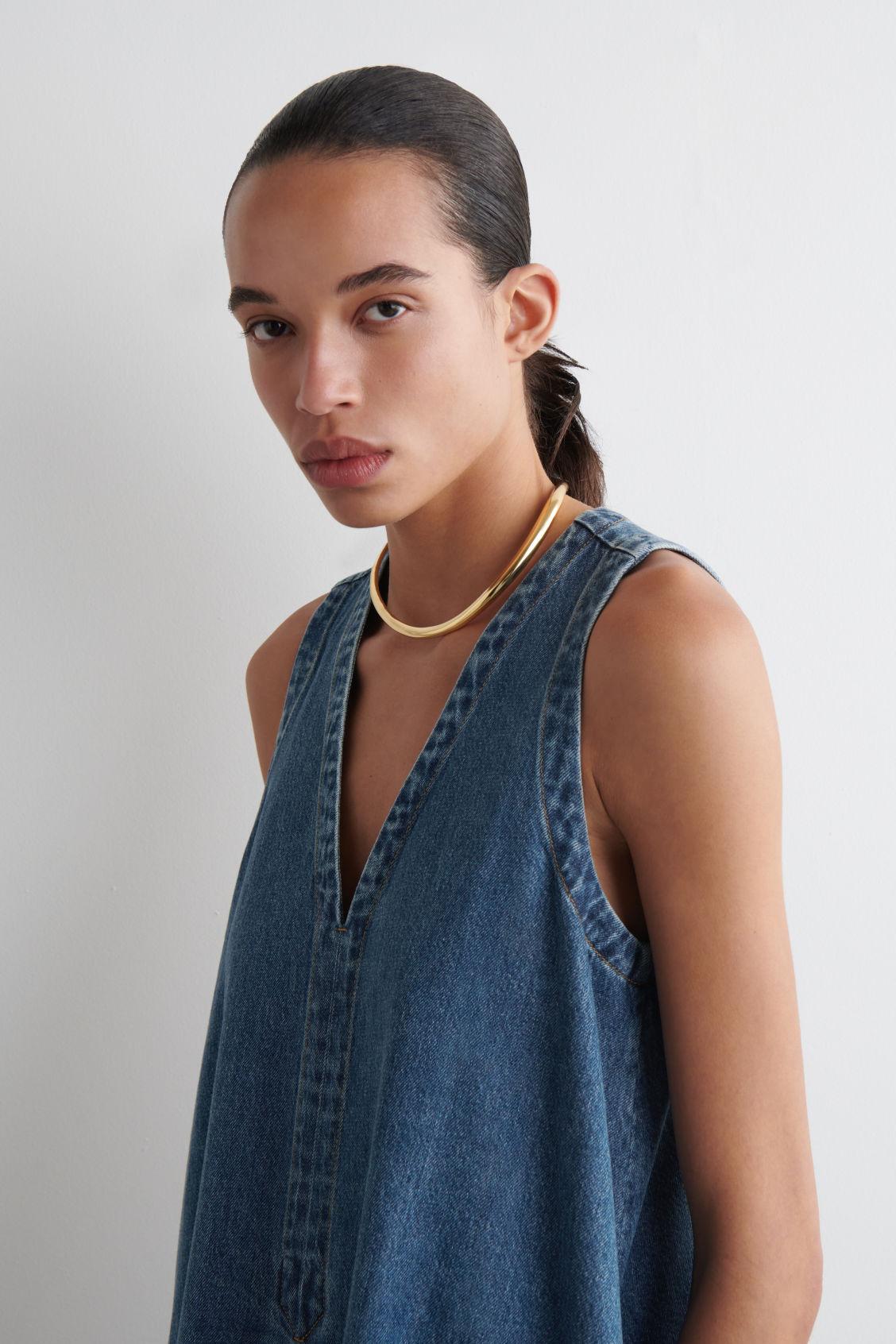 DENIM A-LINE MINI DRESS Product Image