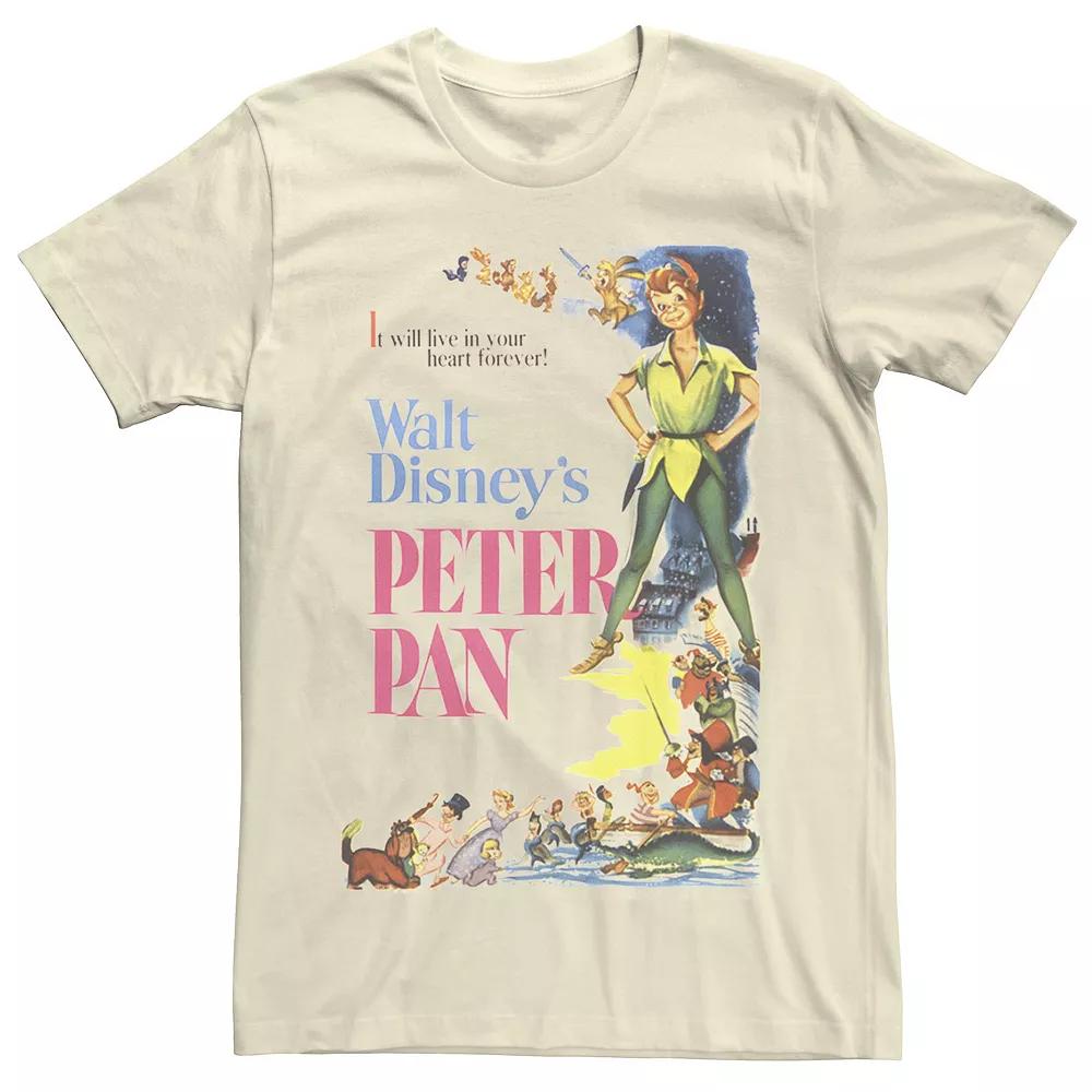 Disney's Peter Pan Vintage Cartoon Poster Men's Tee, Size: XL, Natural Product Image