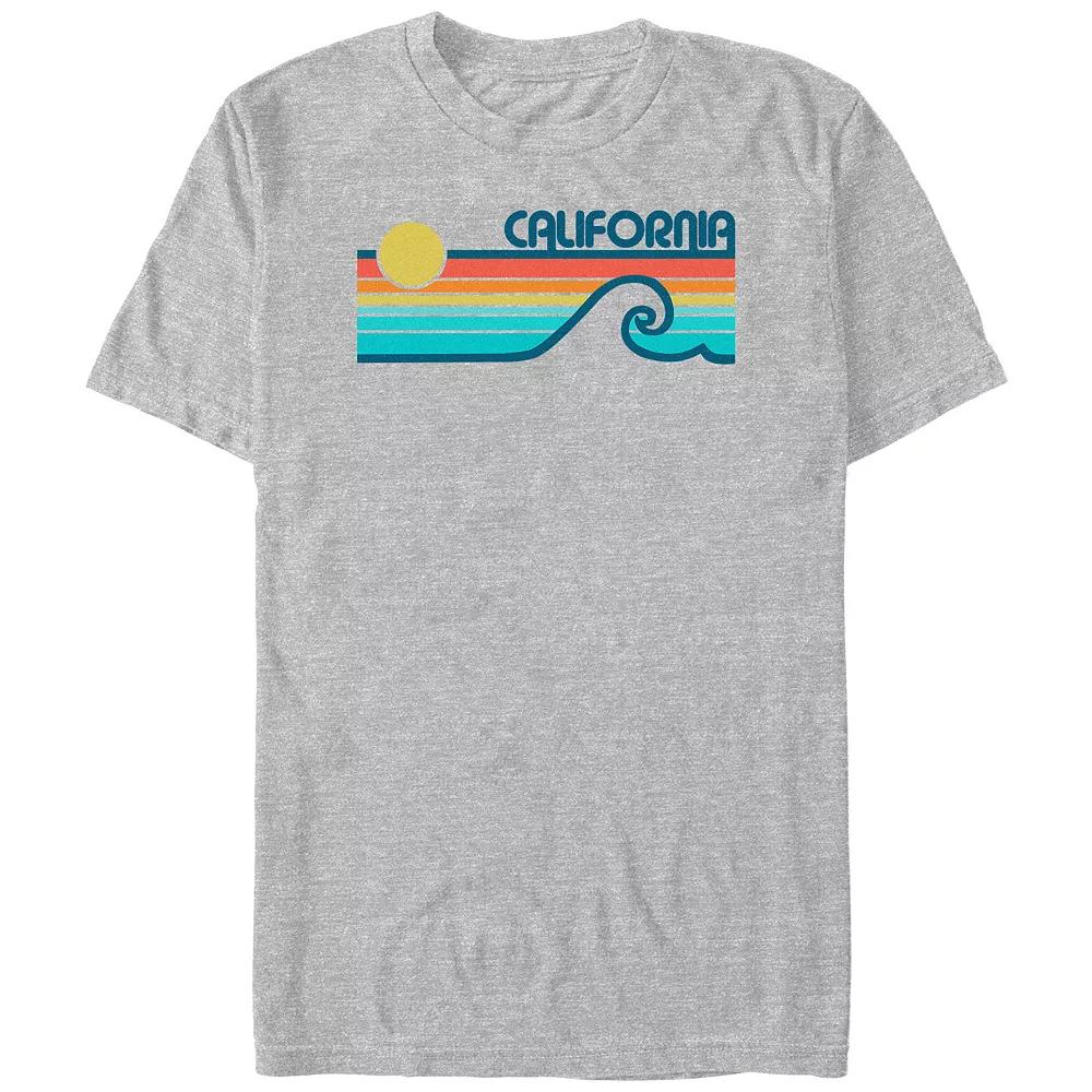 Big & Tall California Retro Sunset And Wave Graphic Tee, Men's, Size: Large Tall, Athletic Grey Product Image