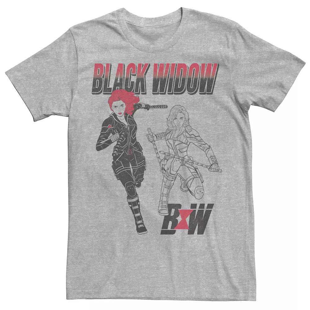 Men's Marvel Black Widow Line Art Poster Tee, Size: Small, Athletic Grey Product Image