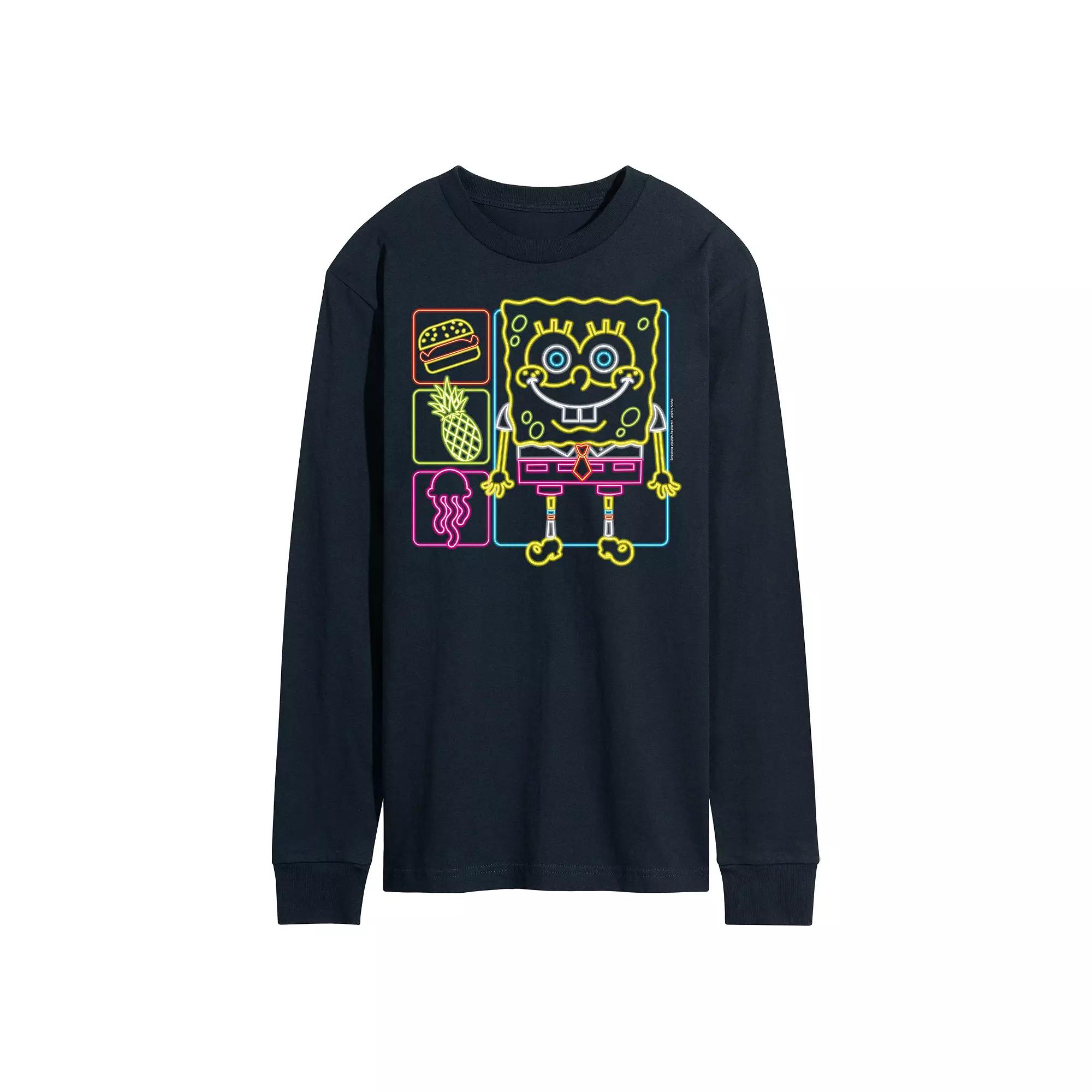 Men's Nickelodeon SpongeBob Squarepants Neon Icons Long Sleeve,  Product Image