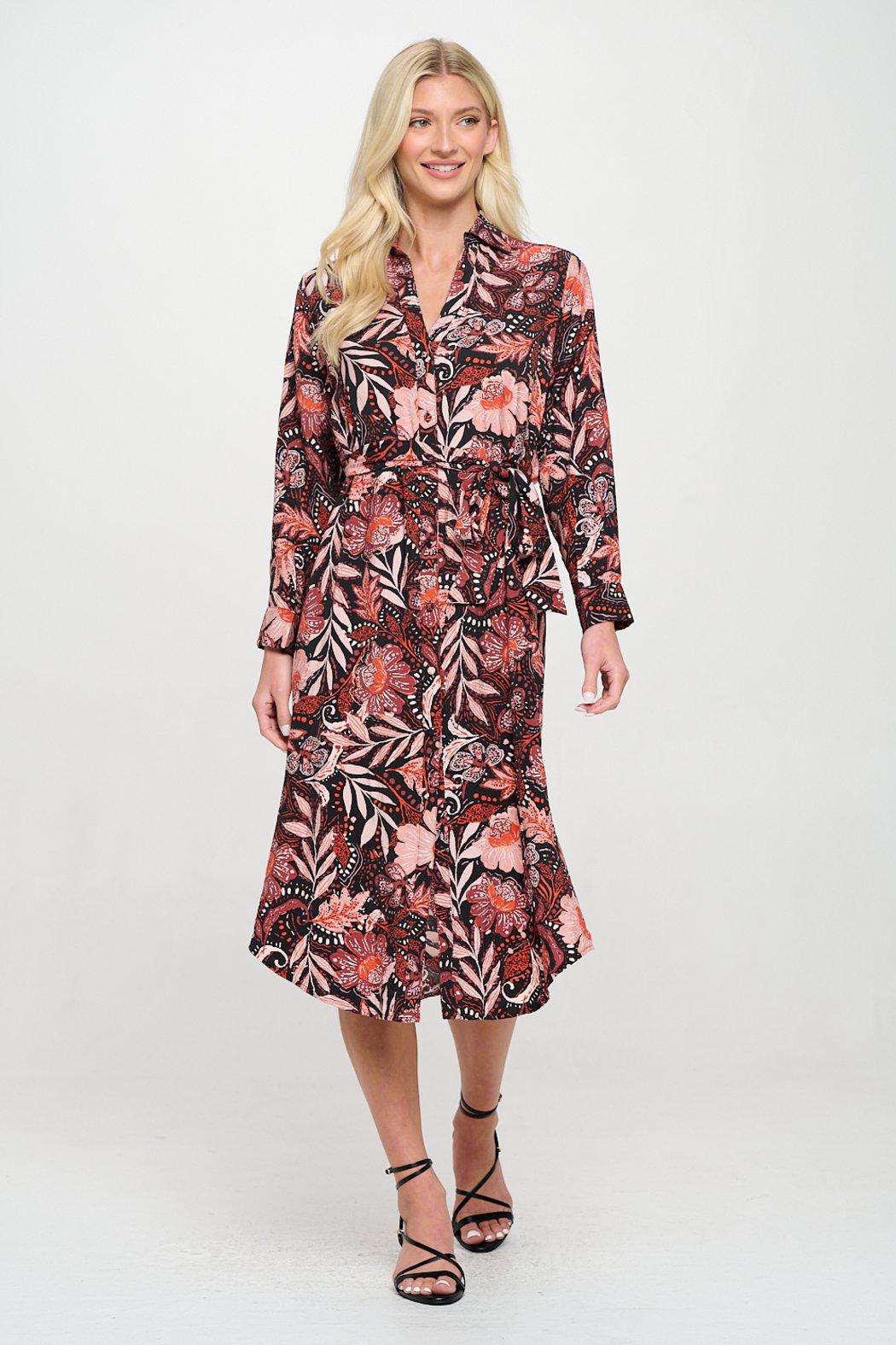 Vintage Floral Paisley Shirt Dress Product Image