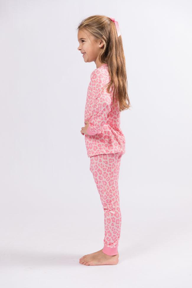 Kid's Sweet Dreams Pink Leopard Pajama Set FINAL SALE Product Image