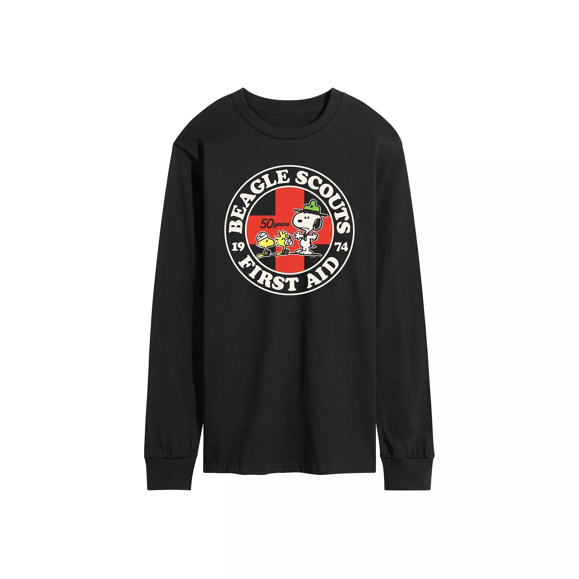 Men's Peanuts Beagle Scout First Aid Long Sleeve Graphic Tee,  Product Image