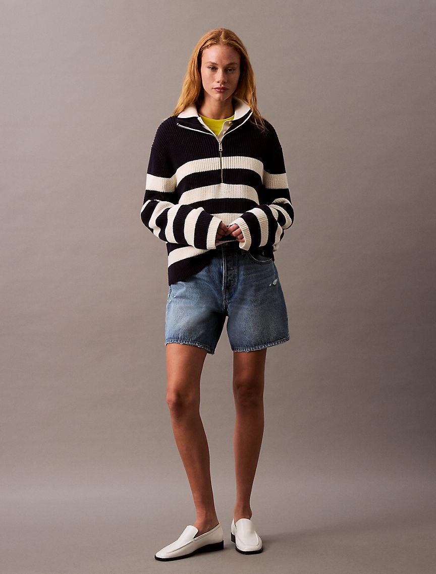 Smooth Cotton Chunky Quarter-Zip Sweater Product Image