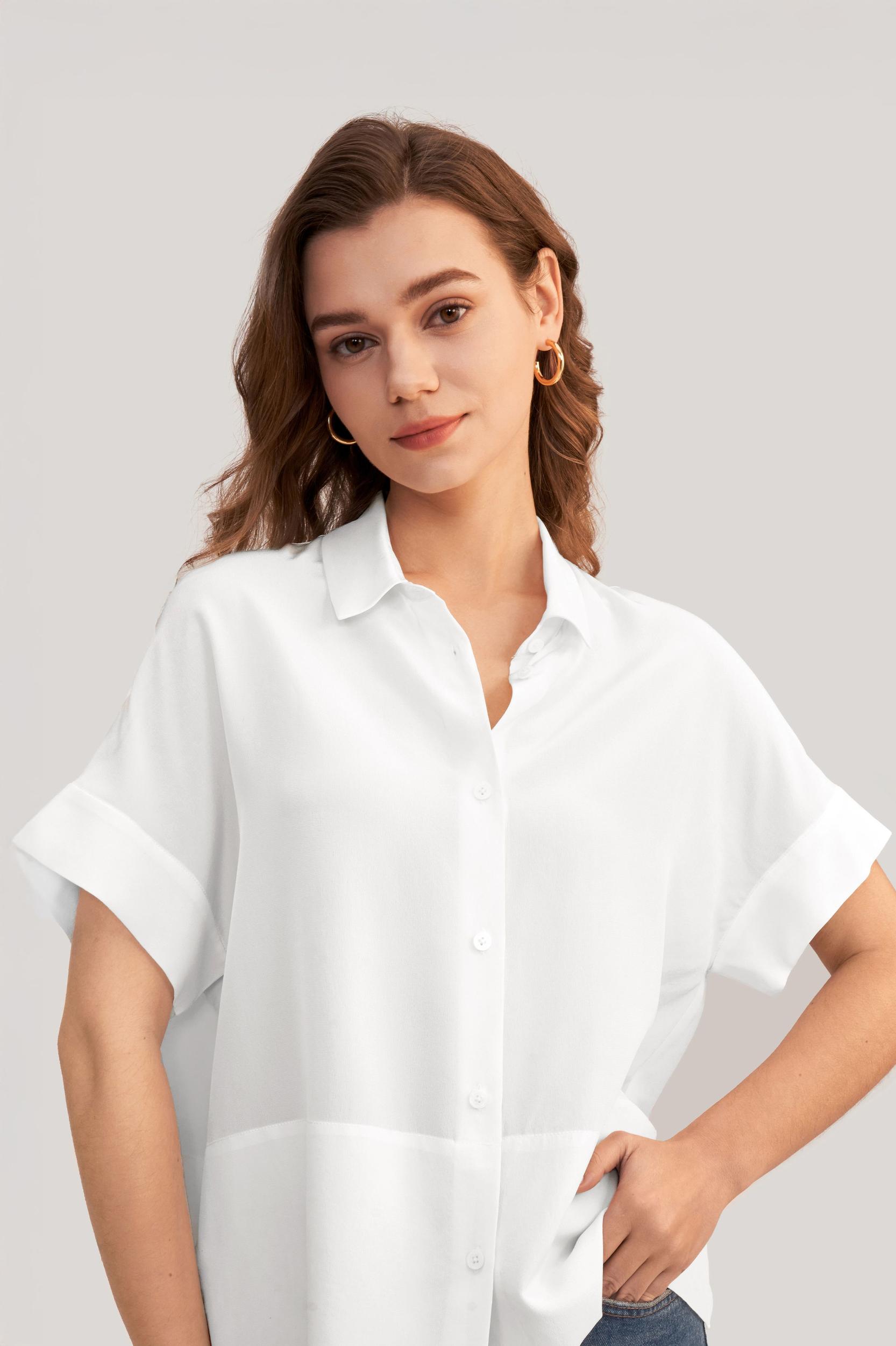 Casual Short Sleeves Loose Silk T-Shirt Product Image