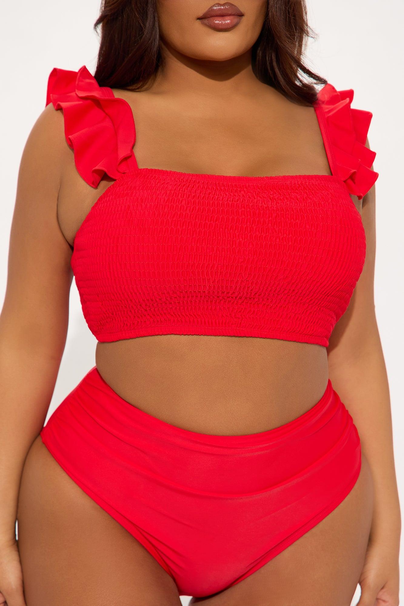 Meredith Ruffle Smocked 2 Piece Bikini - Red Product Image
