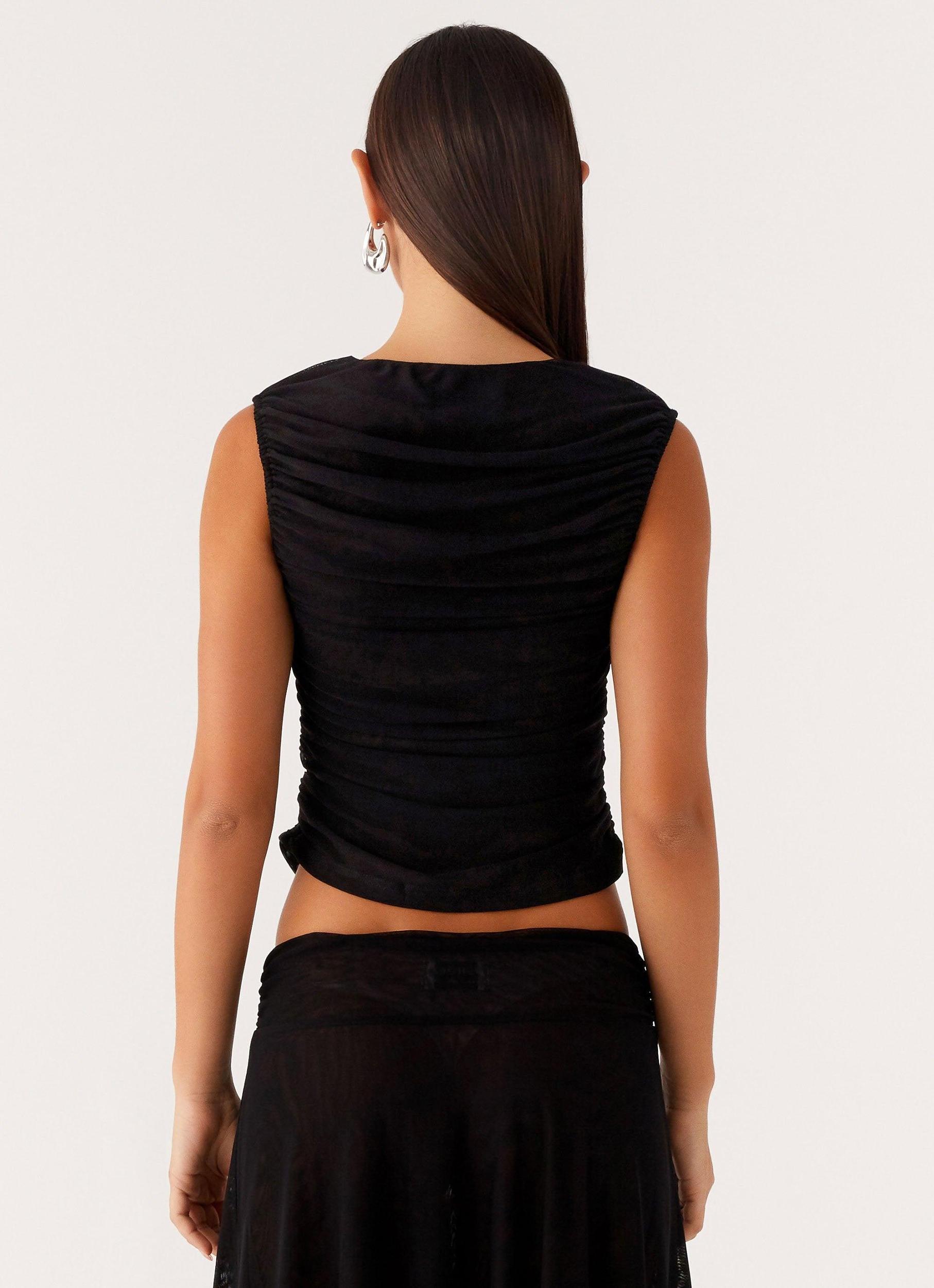 In The Atmosphere Mesh Top - Black Product Image