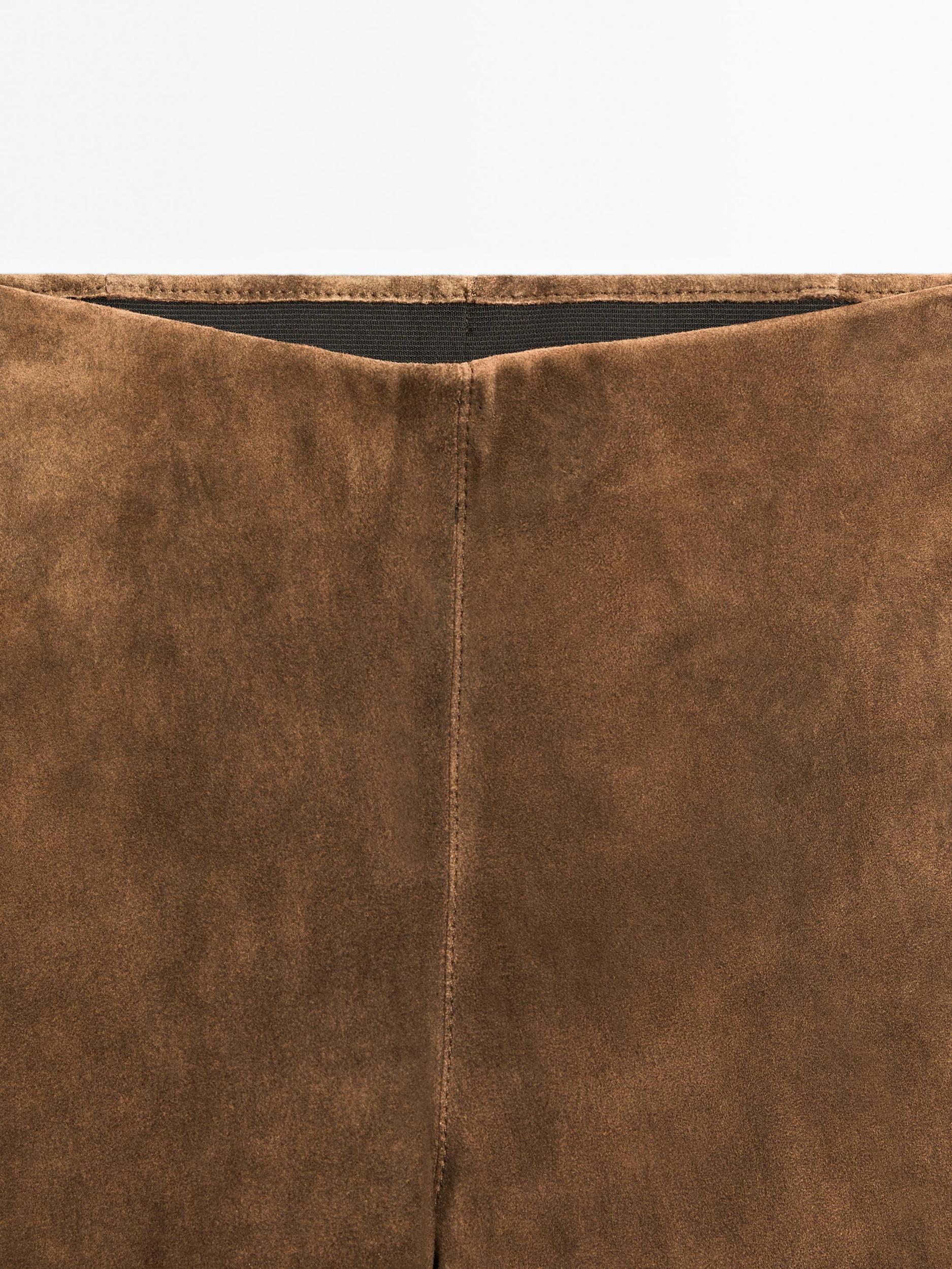 Flared suede leather trousers Product Image