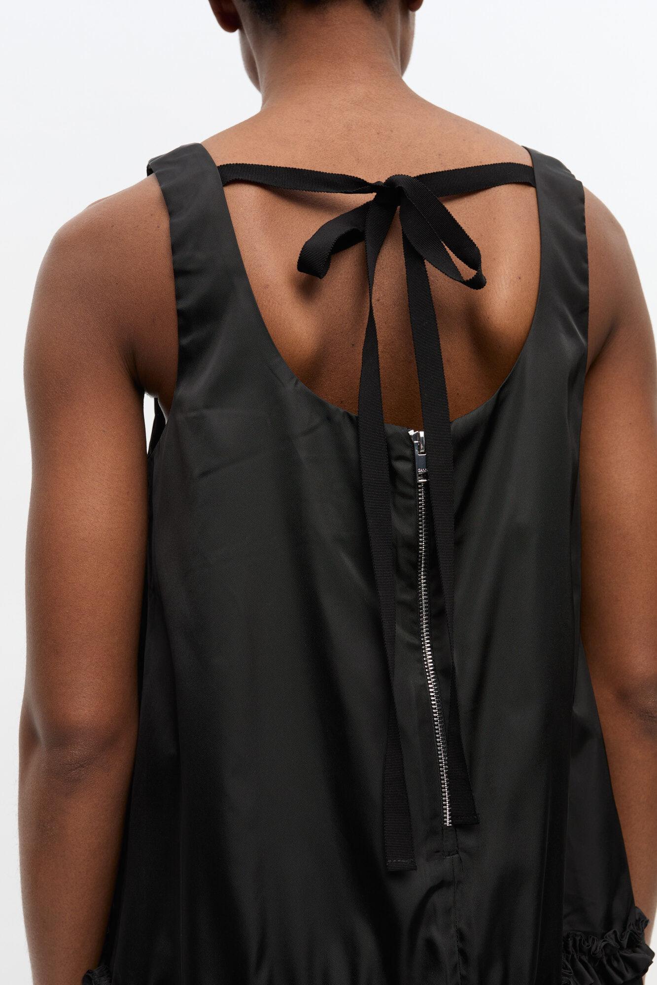 Black Duchesse Nylon Mini Dress Product Image