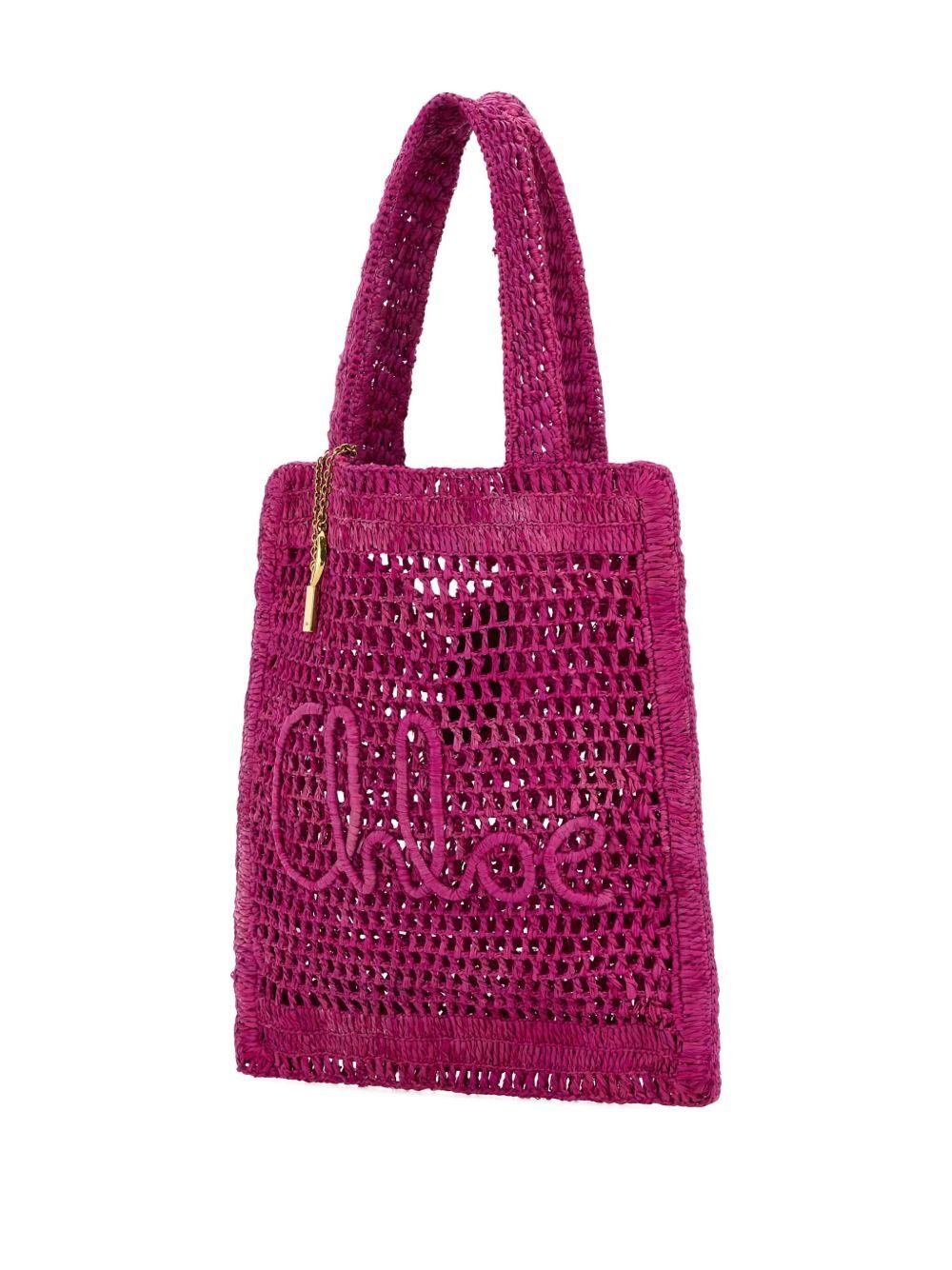 CHLOÉ Chloe Women Fuchsia Raffia Estate Banana Shopping Bag In Fuchsiarose Product Image