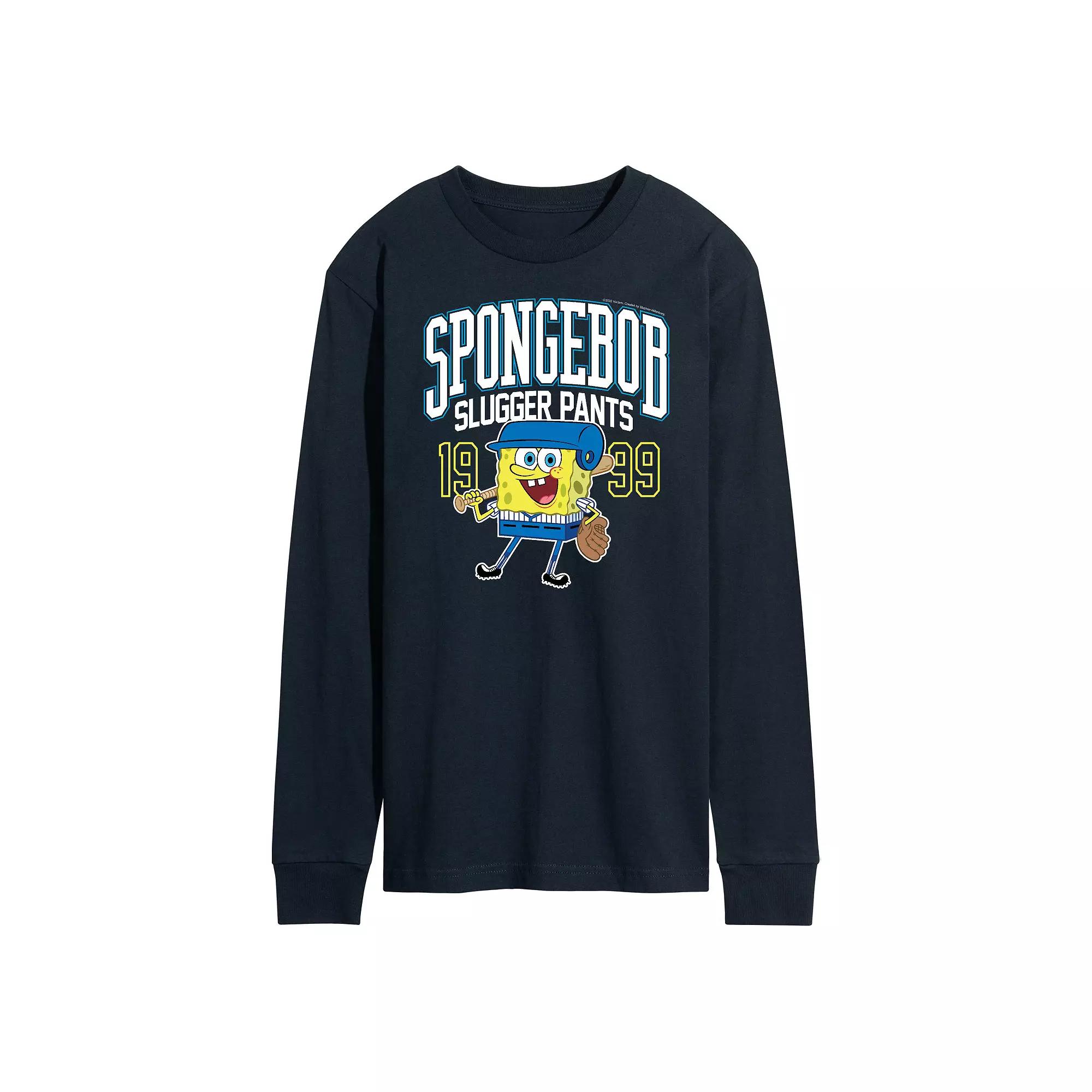 Men's Nickelodeon SpongeBob SquarePants Slugger Pants Long Sleeve Graphic Tee,  Product Image