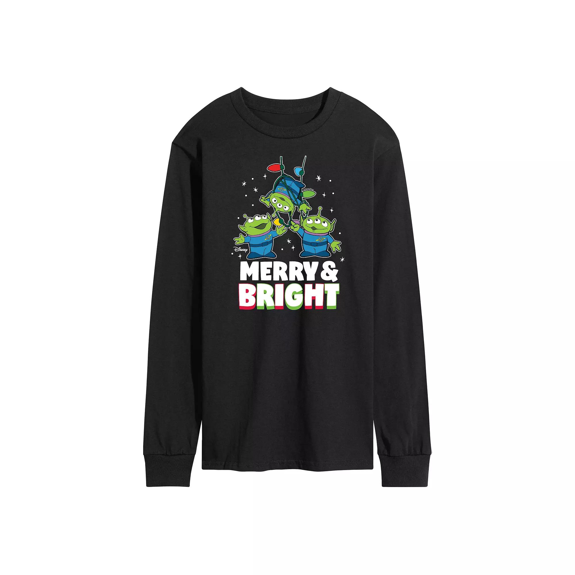 Disney / Pixar's Toy Story 4 Aliens Men's Merry And Bright Long Sleeve Graphic Tee,  Product Image