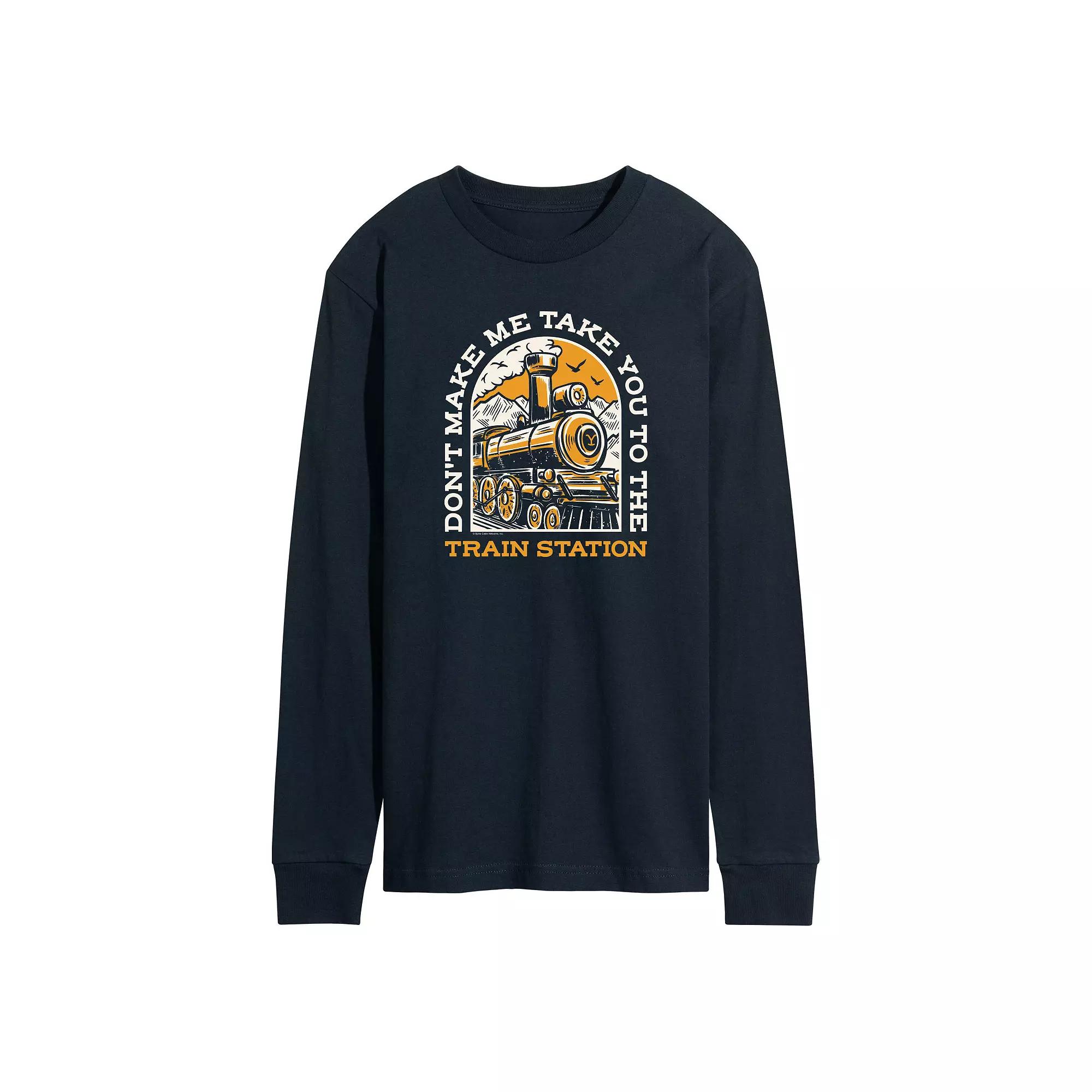 Men's Yellowstone Train Station Long Sleeve Graphic Tee,  Product Image