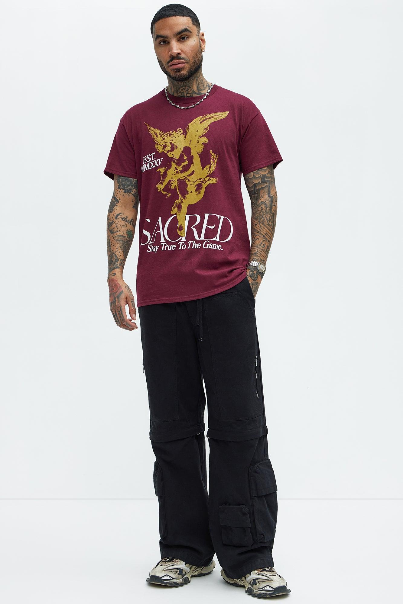 Sacred Angel Short Sleeve Tee - Burgundy Product Image