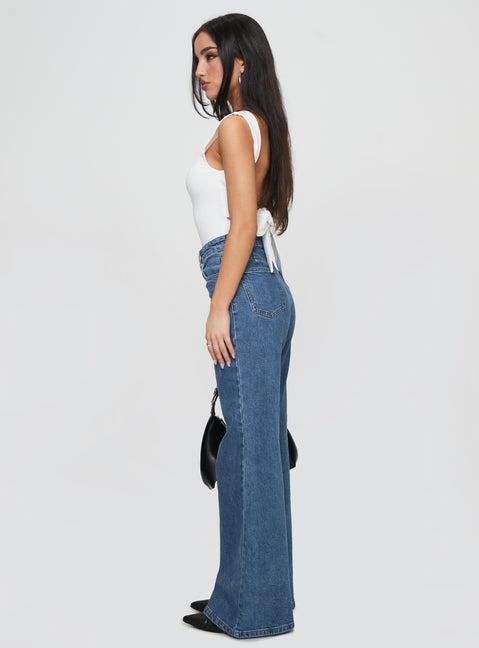 Lucille High Rise Flare Leg Jeans Mid Wash Product Image