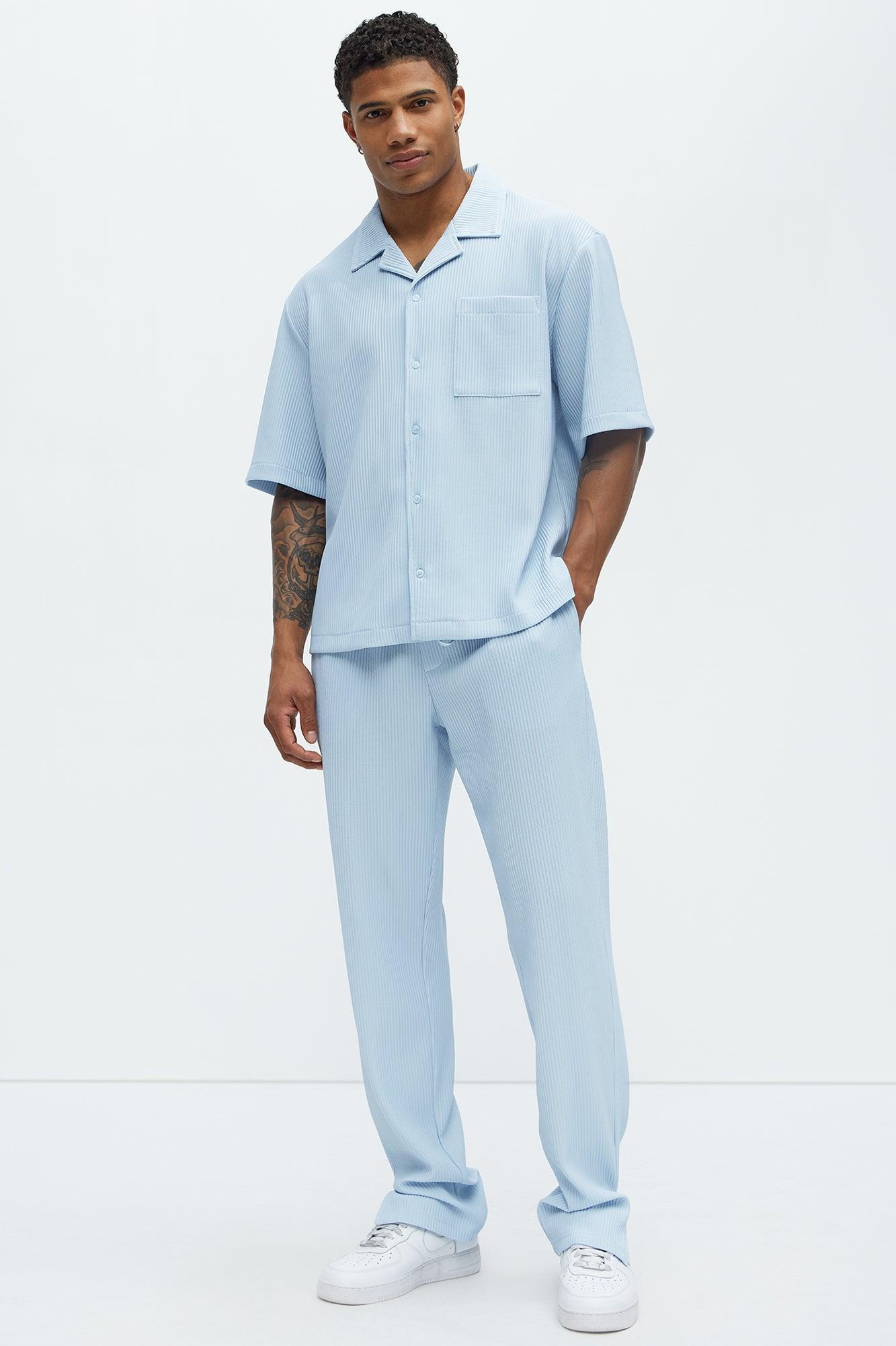 Show Up Slim Slit Pants - Light Blue Product Image