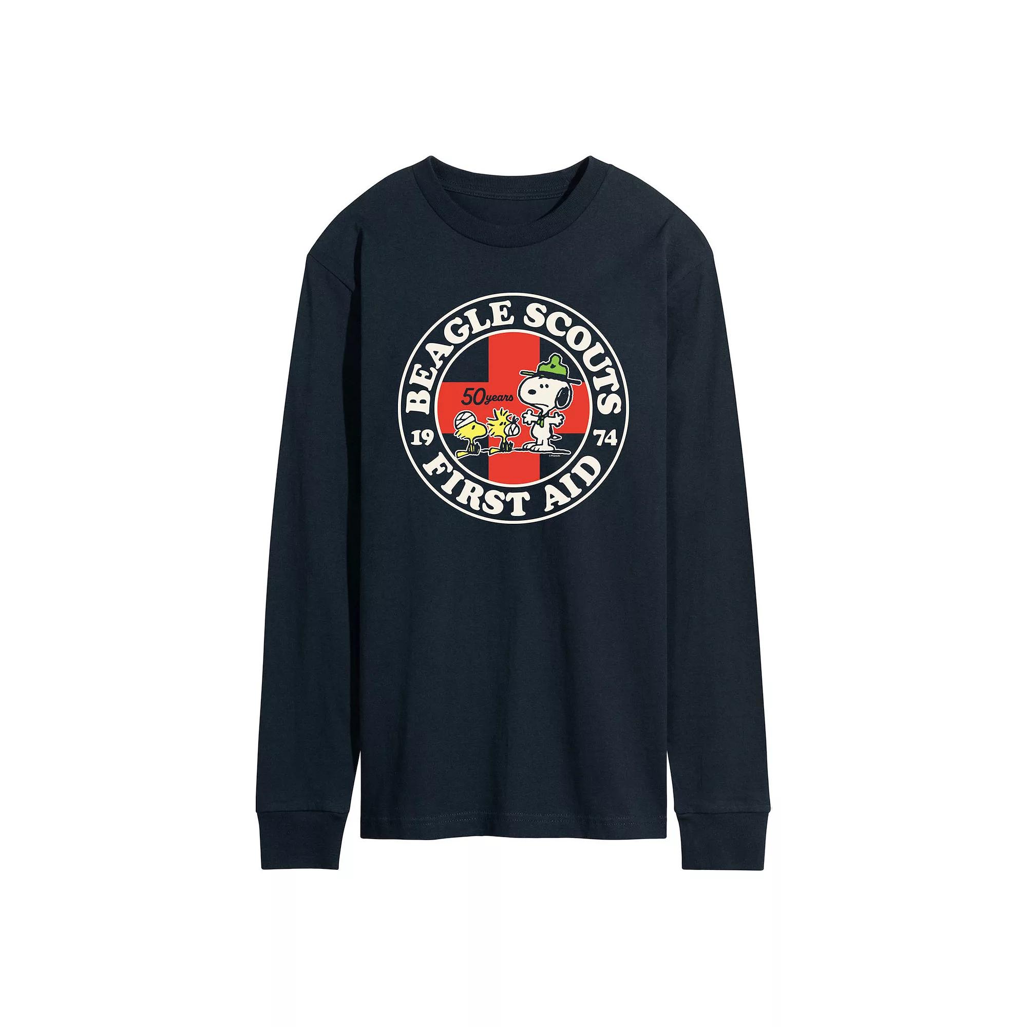 Men's Peanuts Beagle Scout First Aid Long Sleeve Graphic Tee,  Product Image